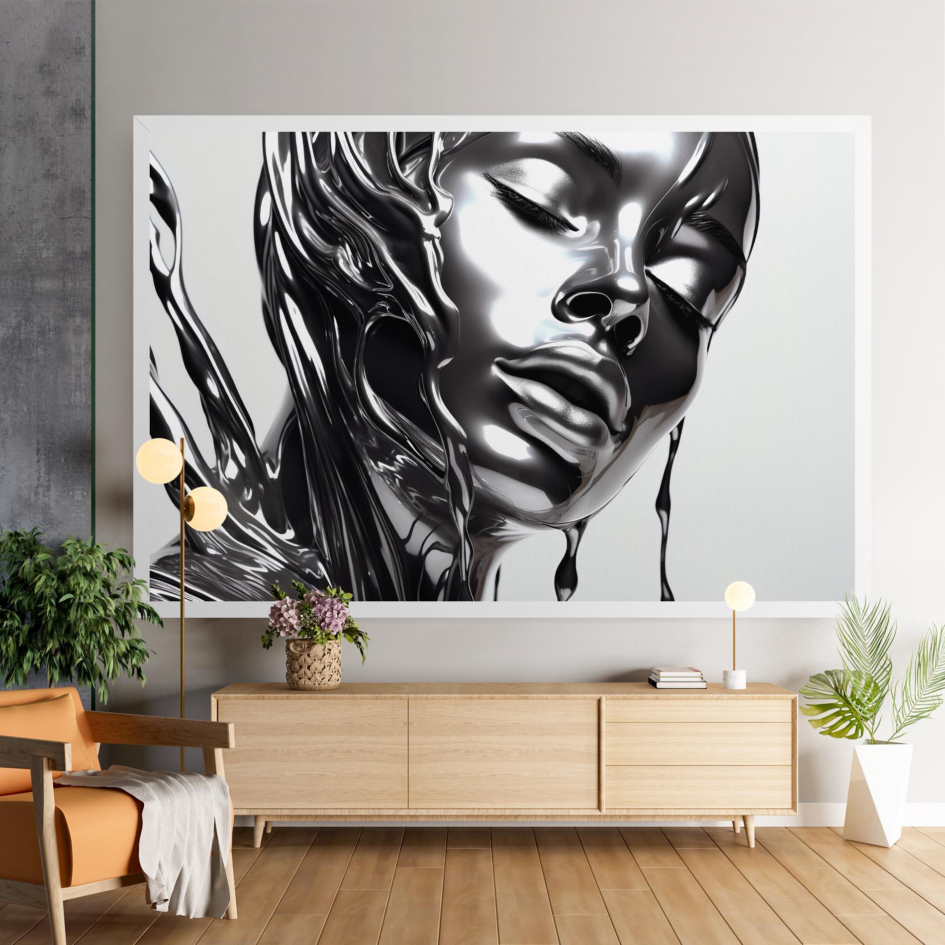 Leinwandbild Silver Liquid Woman mockup 9