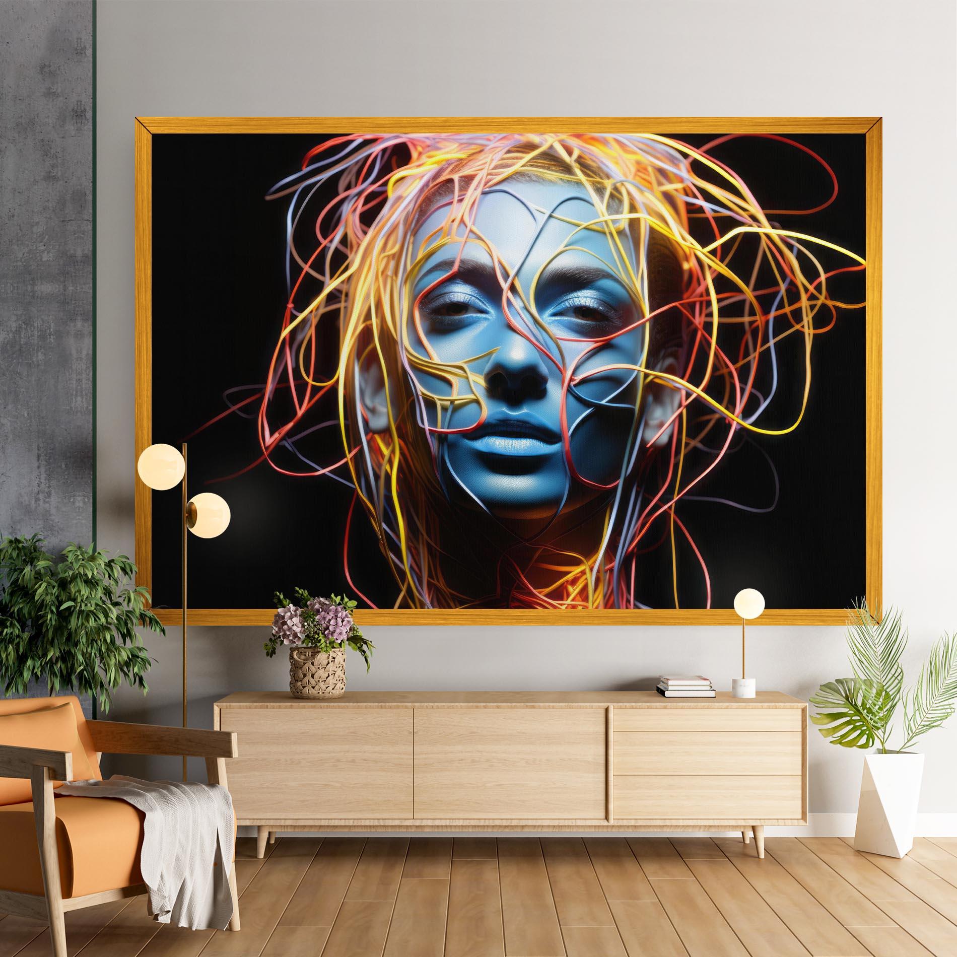 Leinwandbild Neon Lights Hair mockup 9