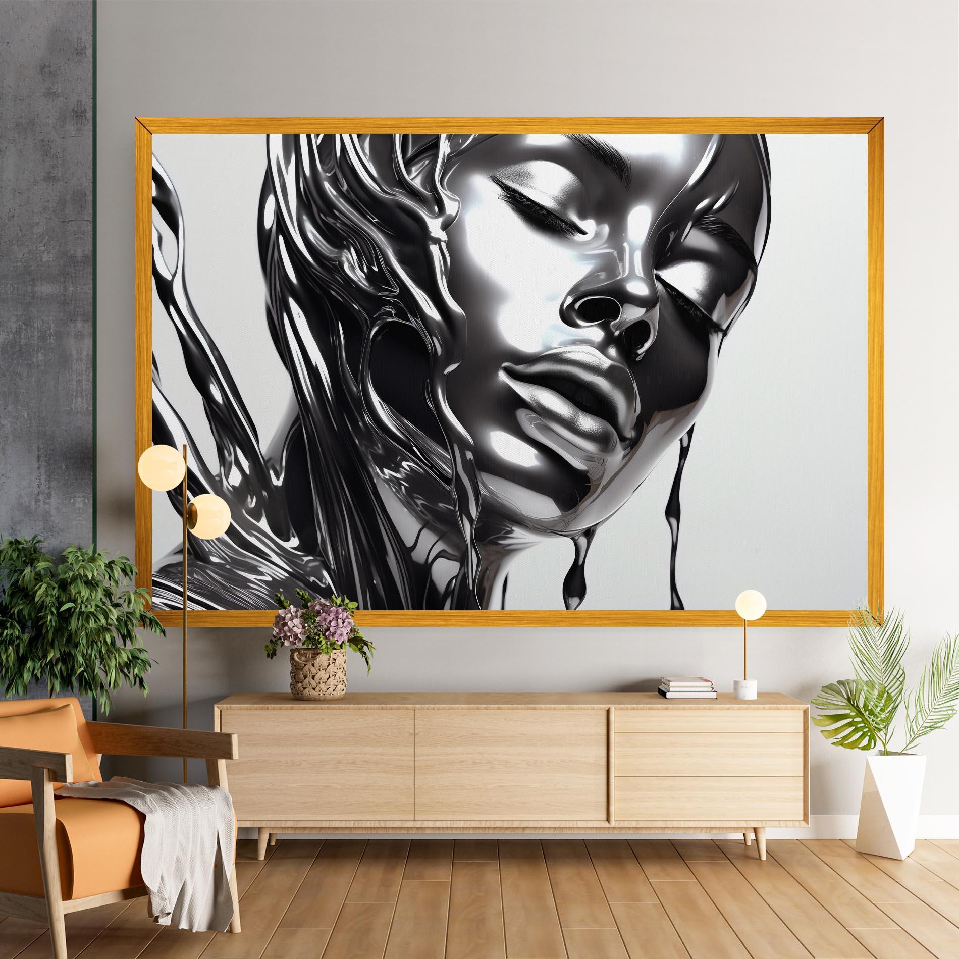 Leinwandbild Silver Liquid Woman mockup 9
