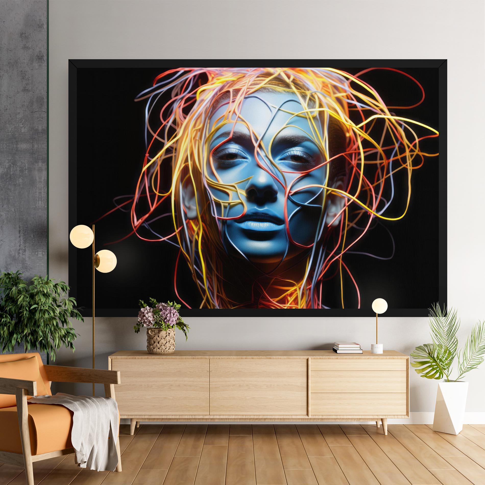 Leinwandbild Neon Lights Hair mockup 9