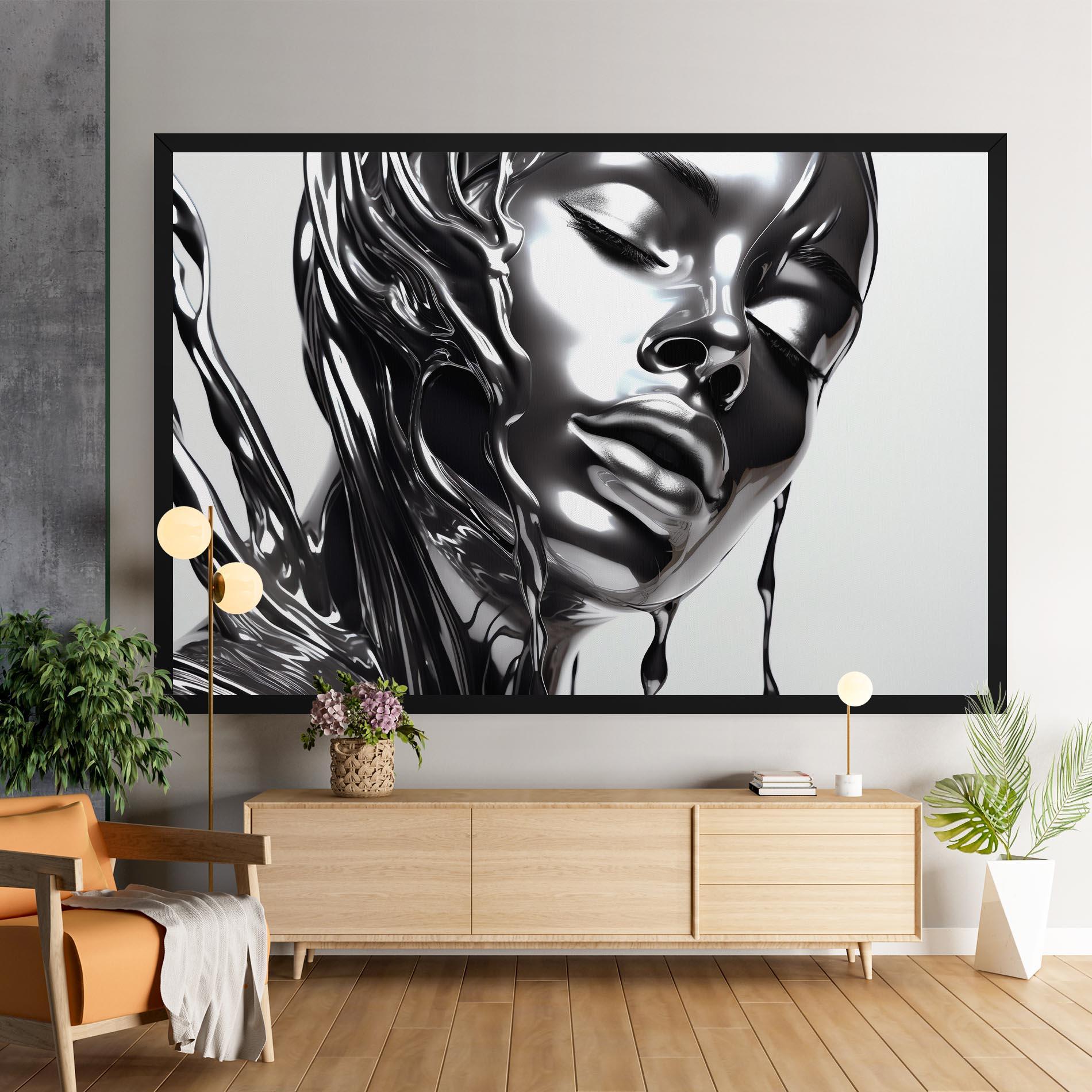 Leinwandbild Silver Liquid Woman mockup 9