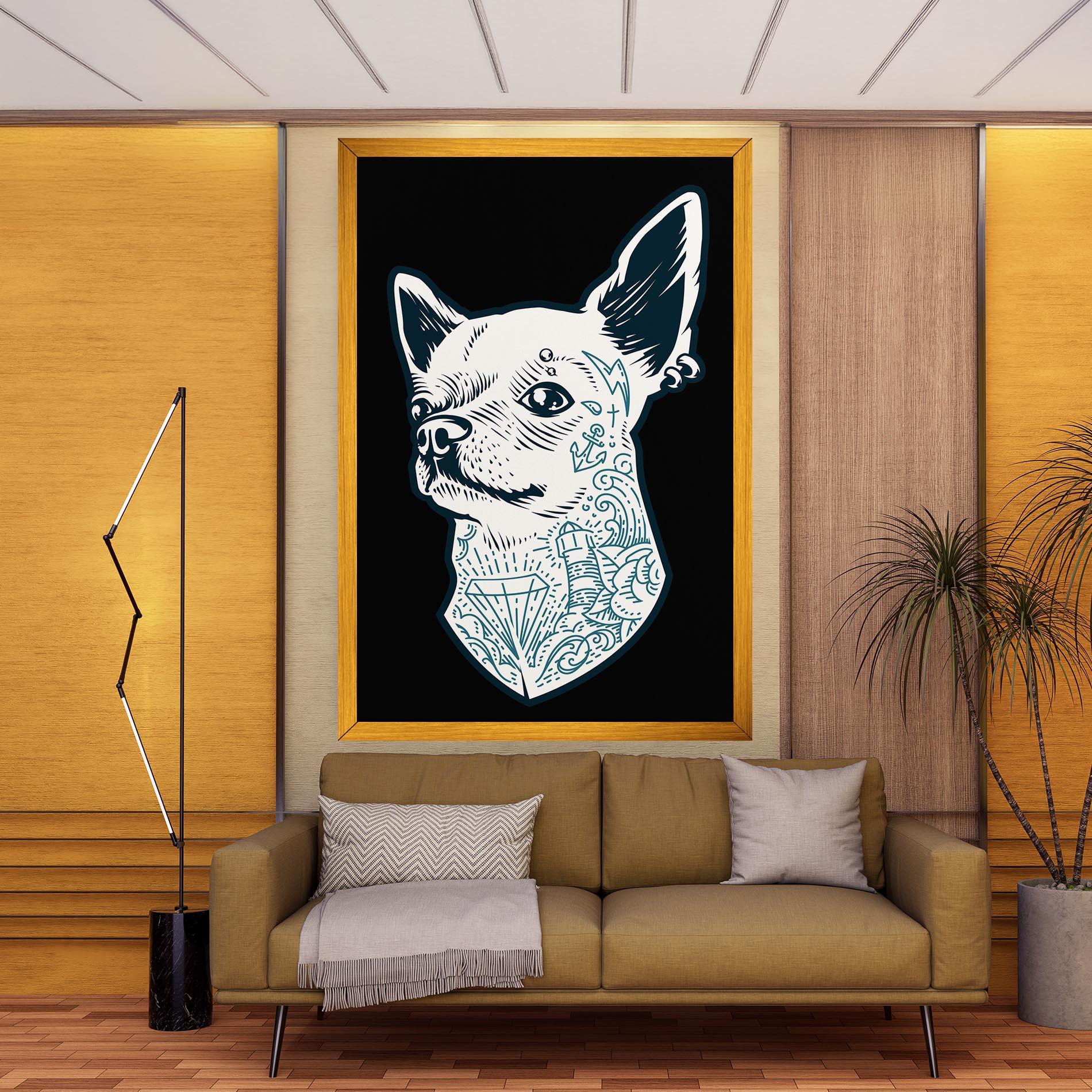 Leinwandbild Chihuahua Tattoo mockup 9