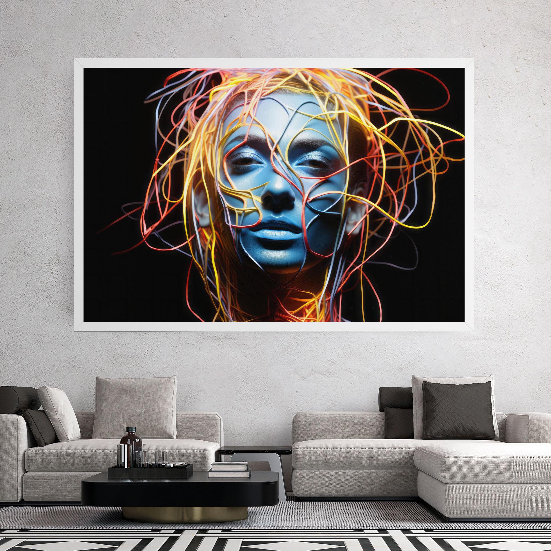 Leinwandbild Neon Lights Hair mockup 2