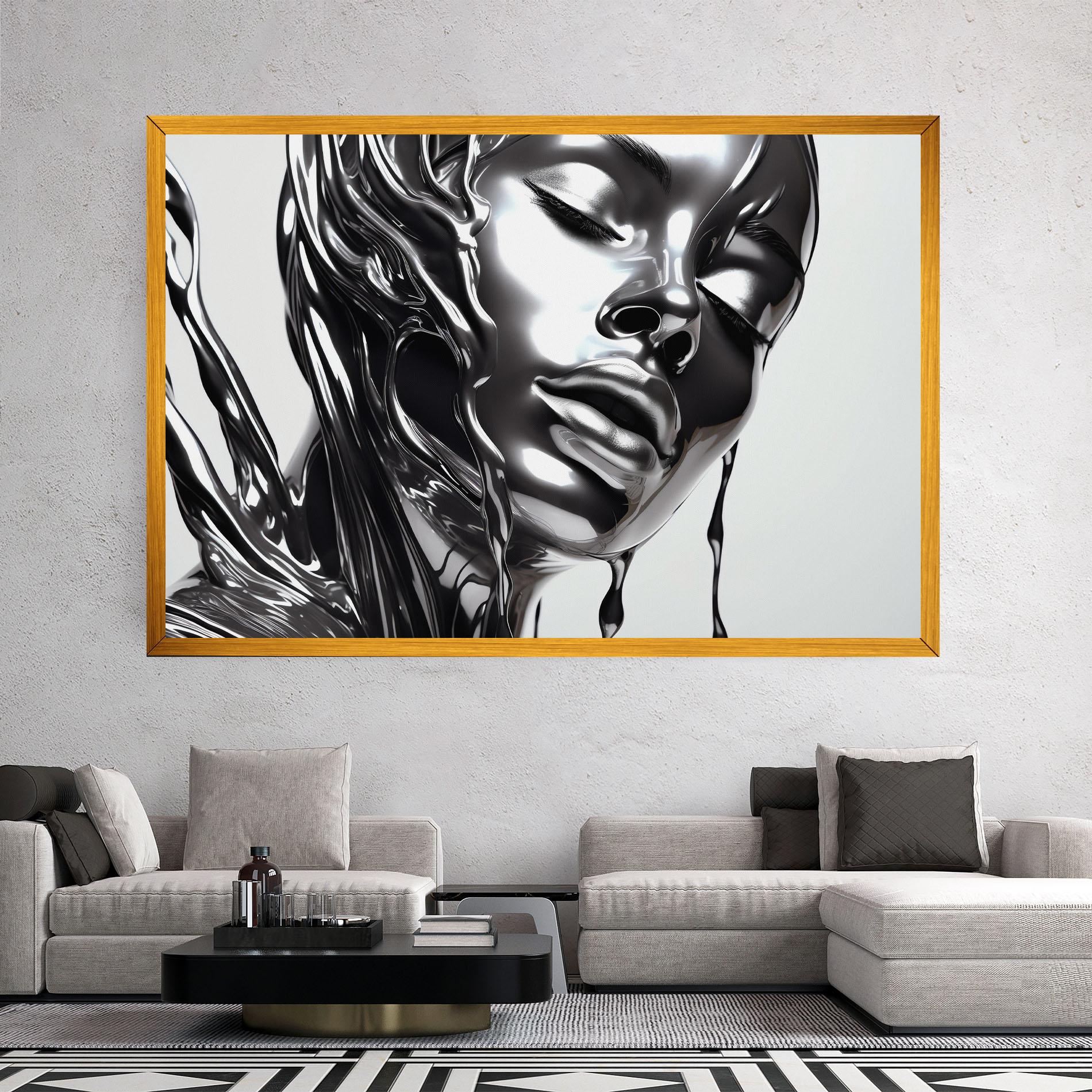 Leinwandbild Silver Liquid Woman mockup 2