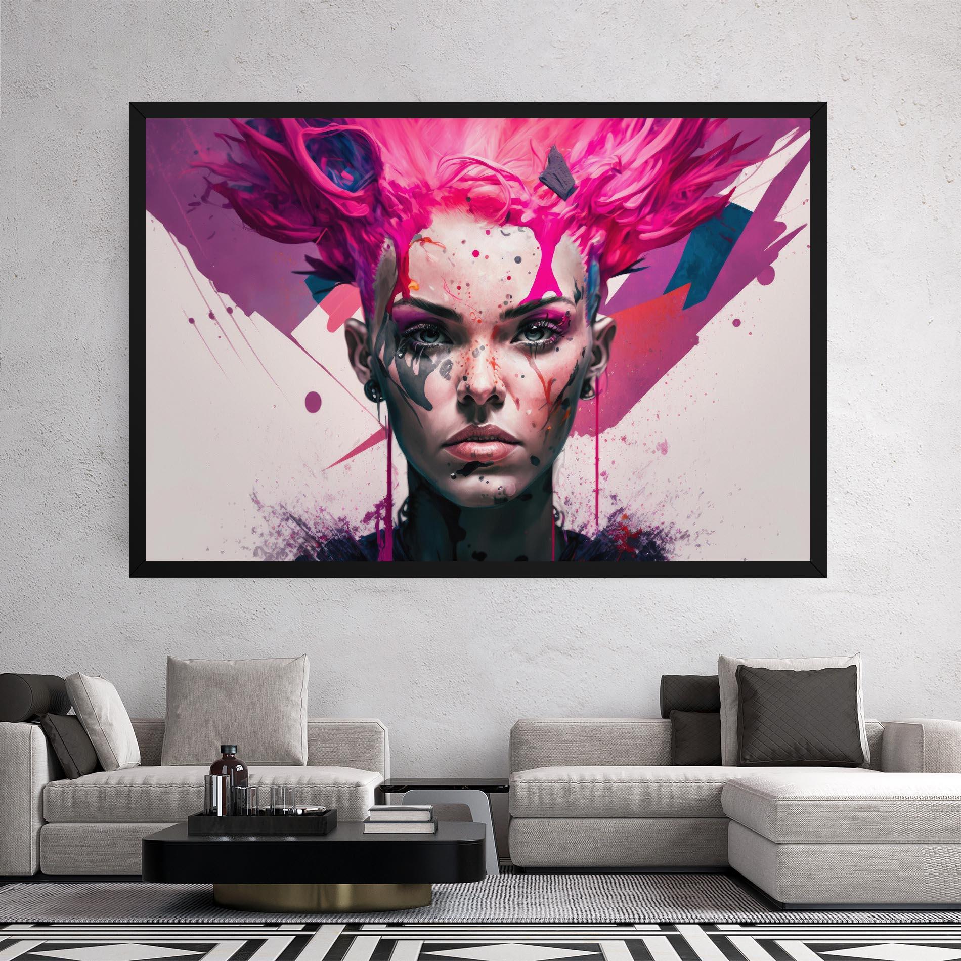 Leinwandbild Abstract Pink Hair mockup 2