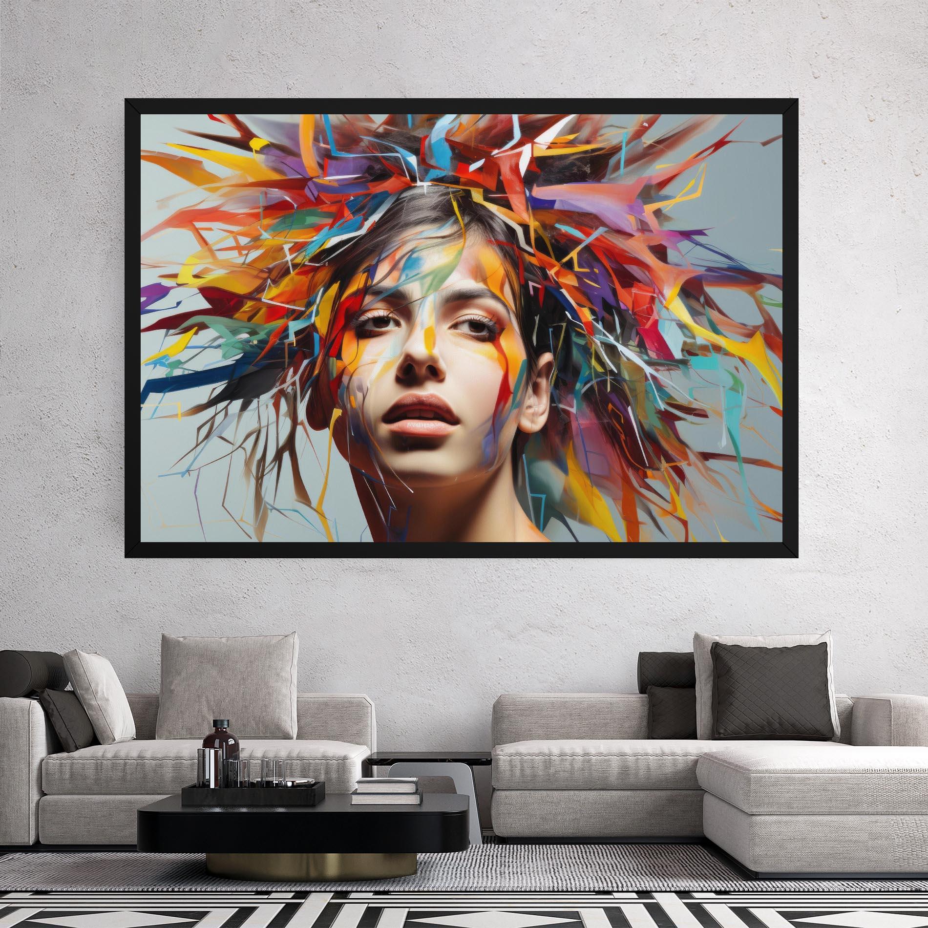 Leinwandbild Colorful Paint Hair mockup 2