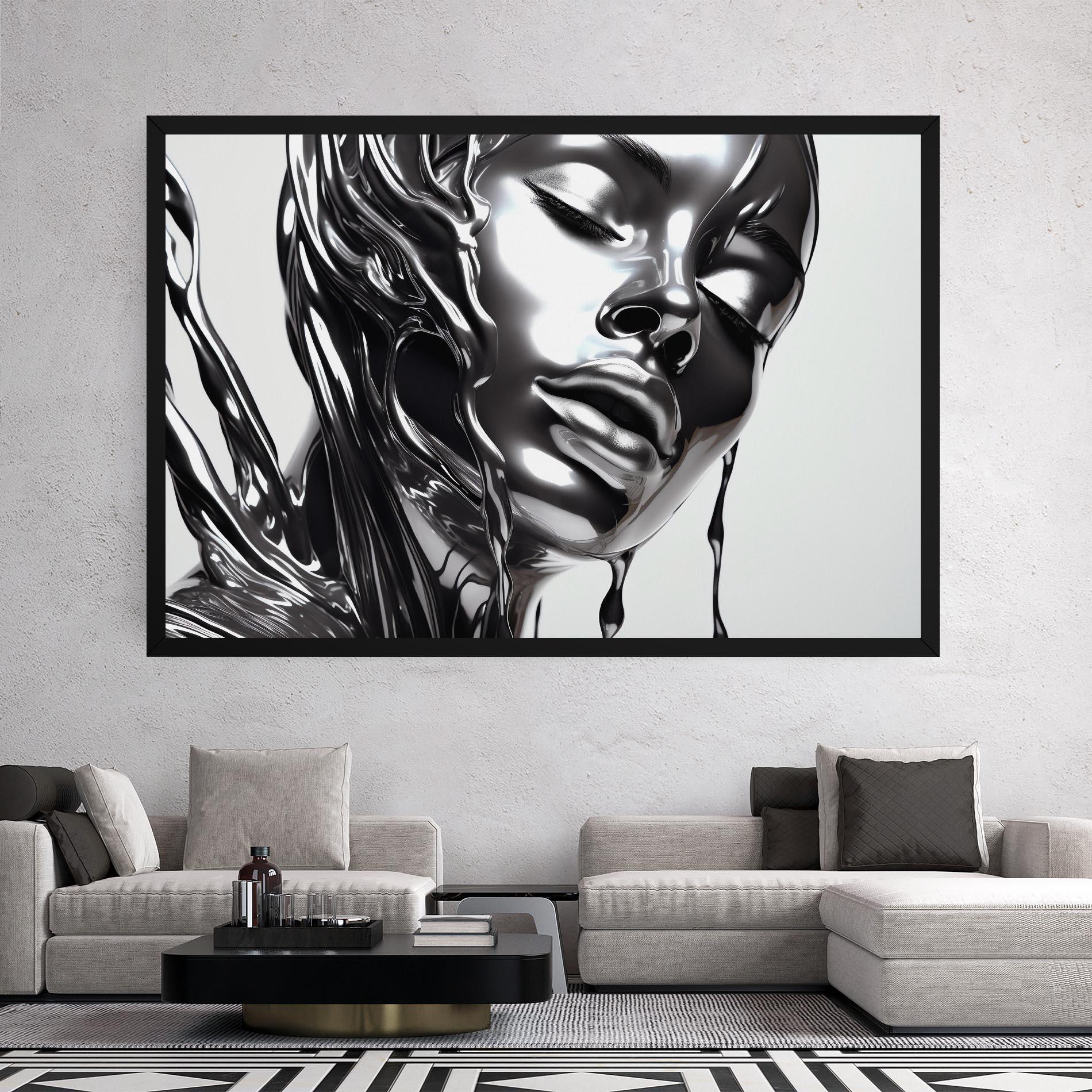 Leinwandbild Silver Liquid Woman mockup 2