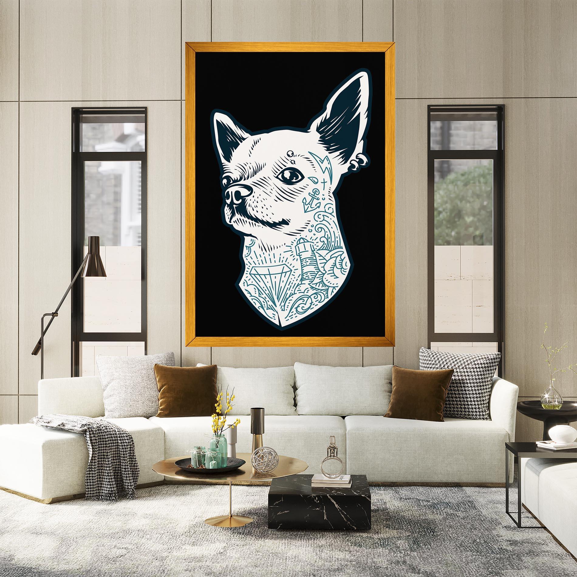 Leinwandbild Chihuahua Tattoo mockup 2
