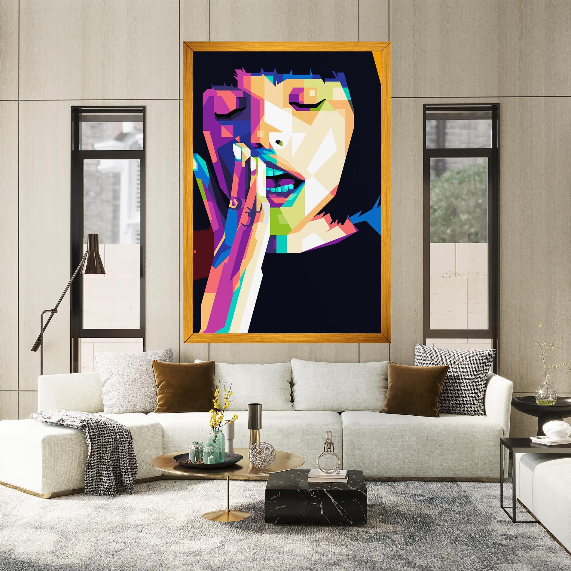 Leinwandbild Polygonal Pretty Girl mockup 2