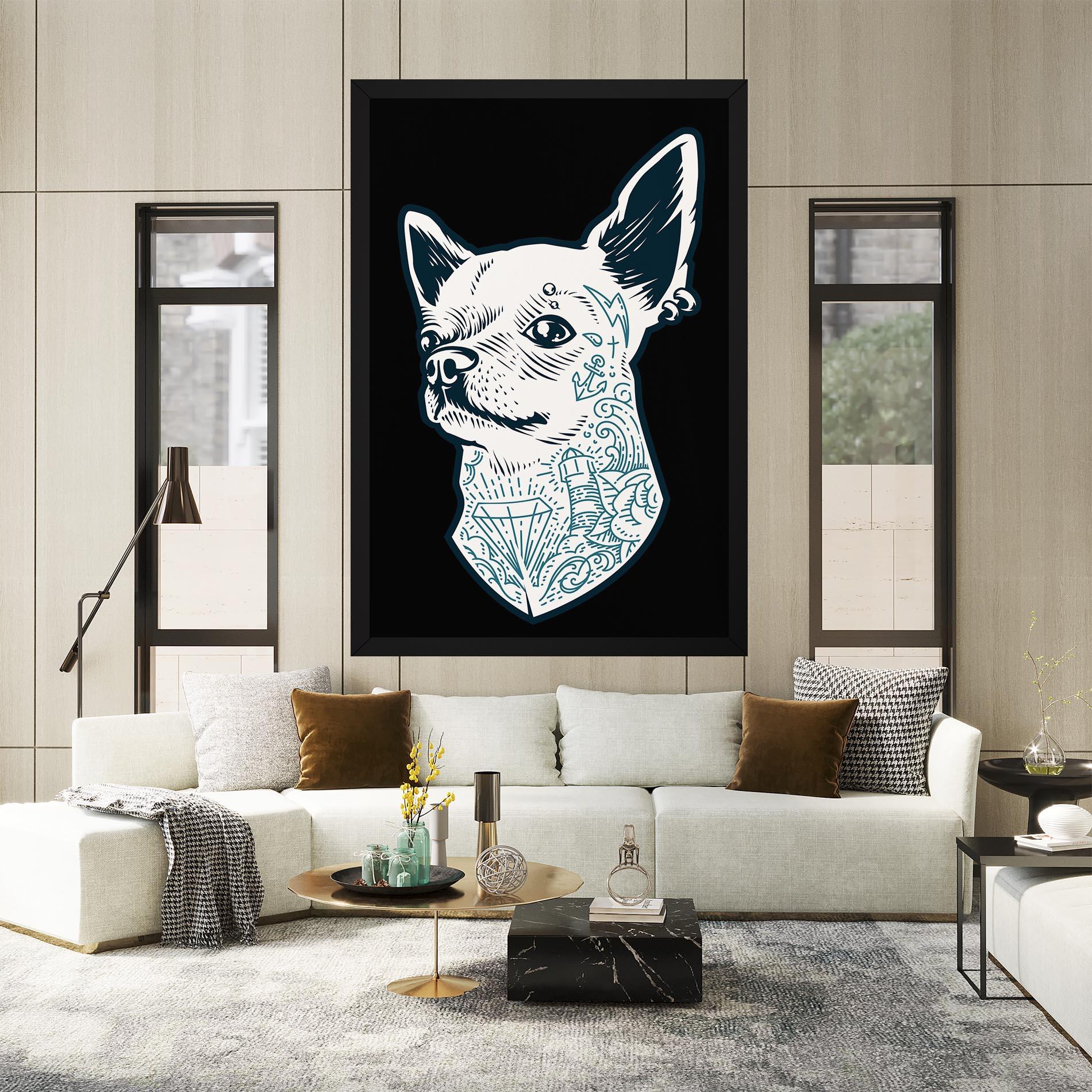 Leinwandbild Chihuahua Tattoo mockup 2