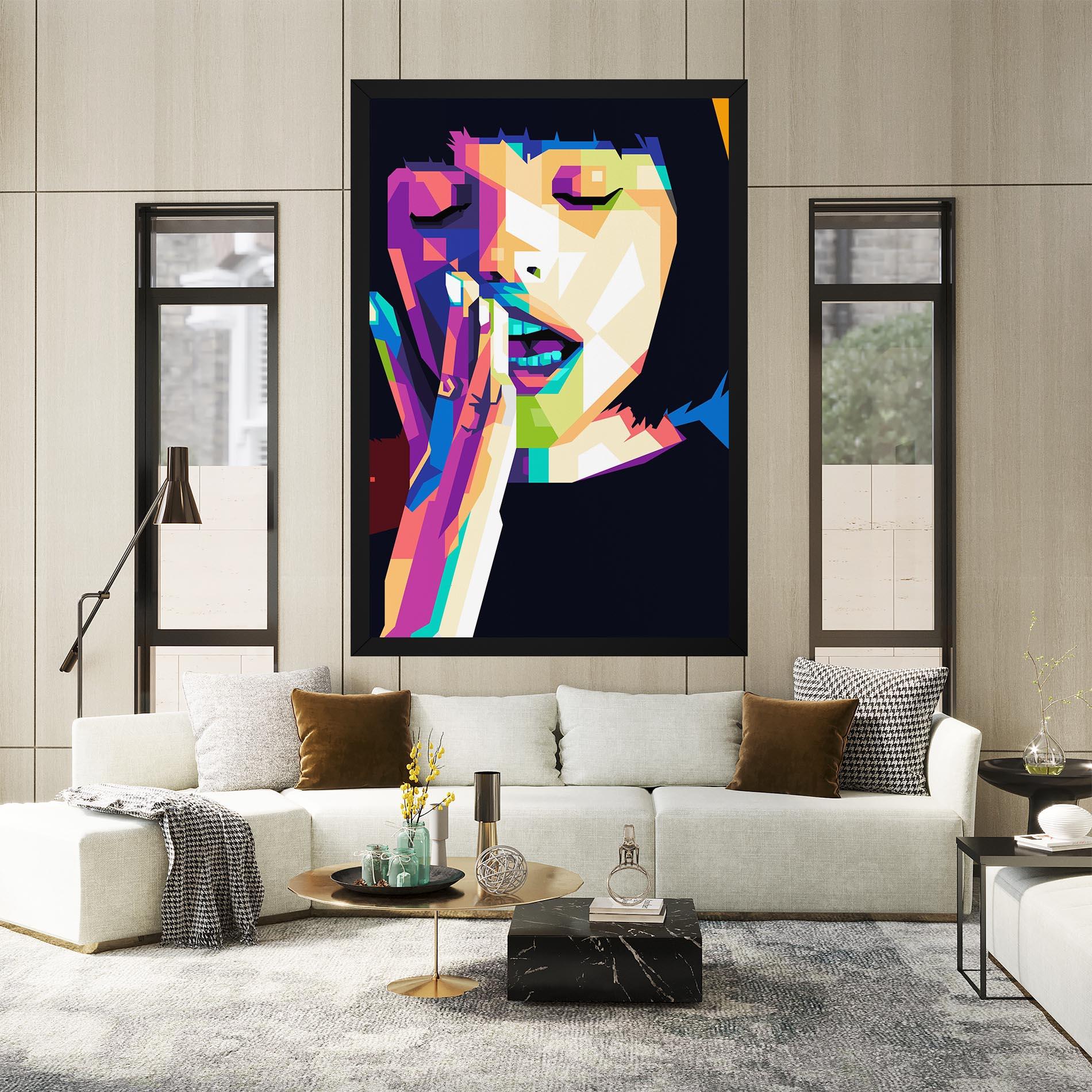 Leinwandbild Polygonal Pretty Girl mockup 2