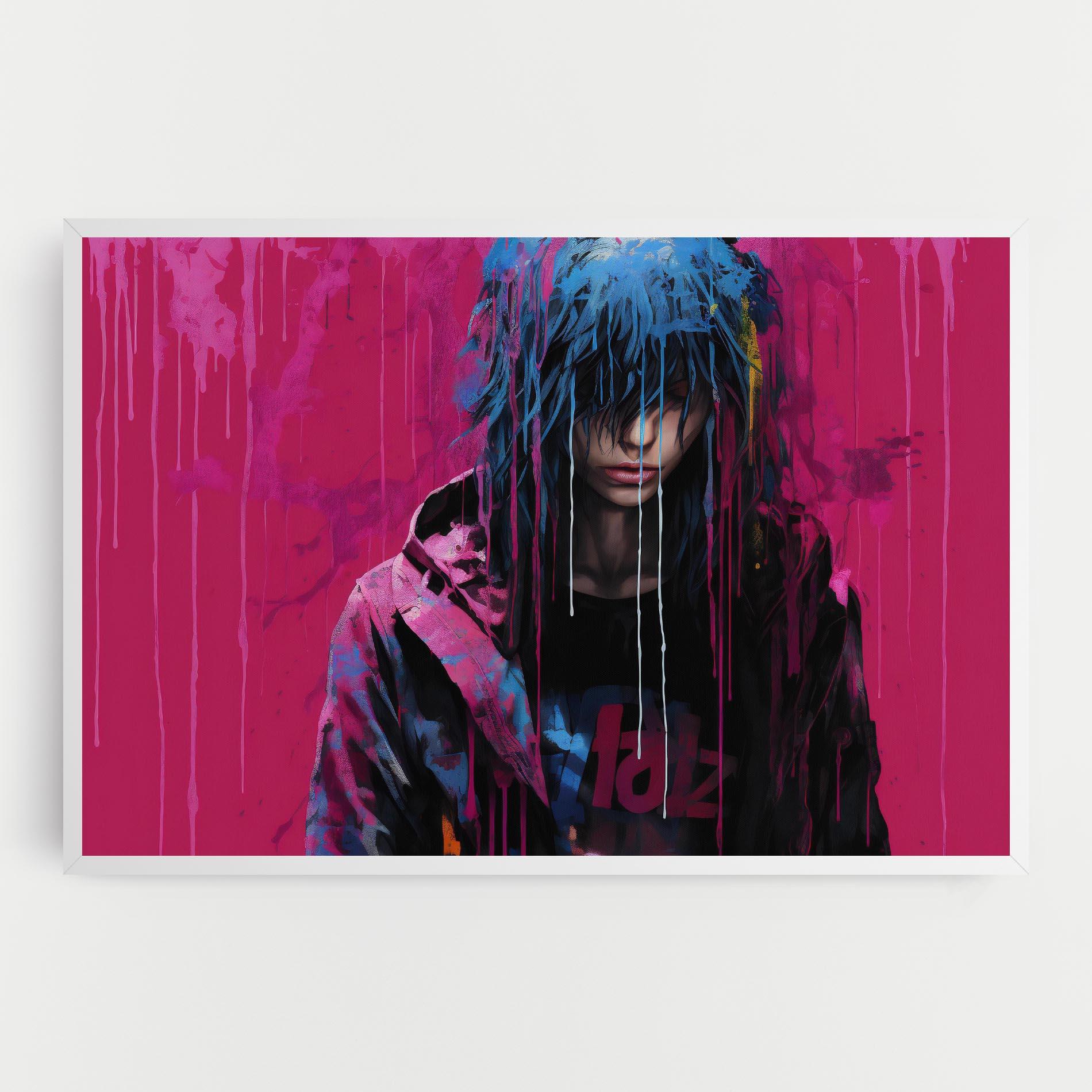 Leinwandbild Blue Pink Falling Paint mockup 0