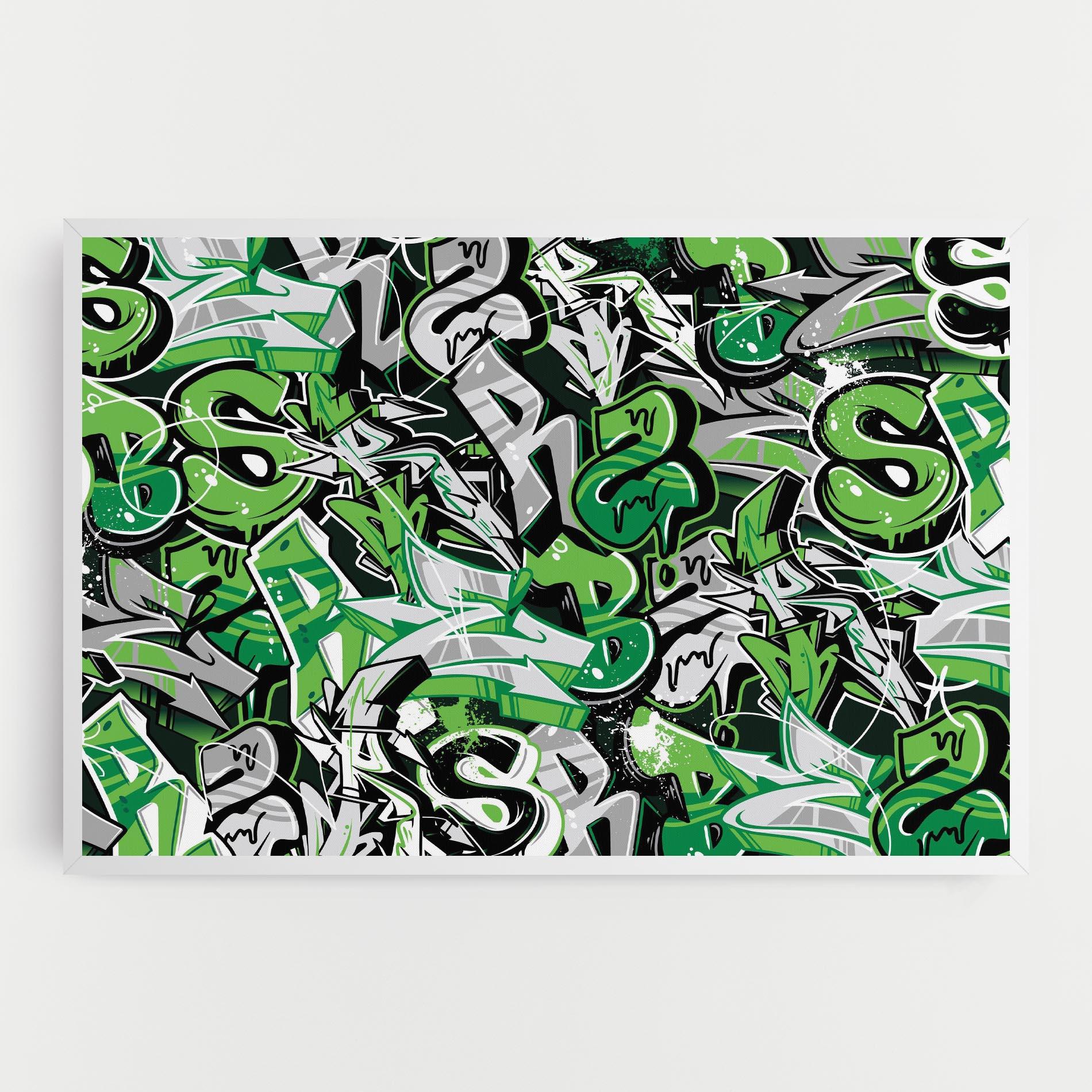 Leinwandbild Green Graffiti Letters mockup 0