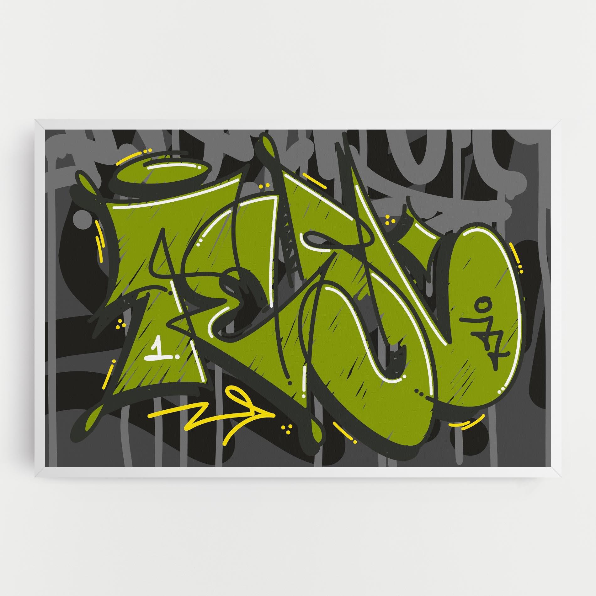 Leinwandbild Green Grey Graffti mockup 0