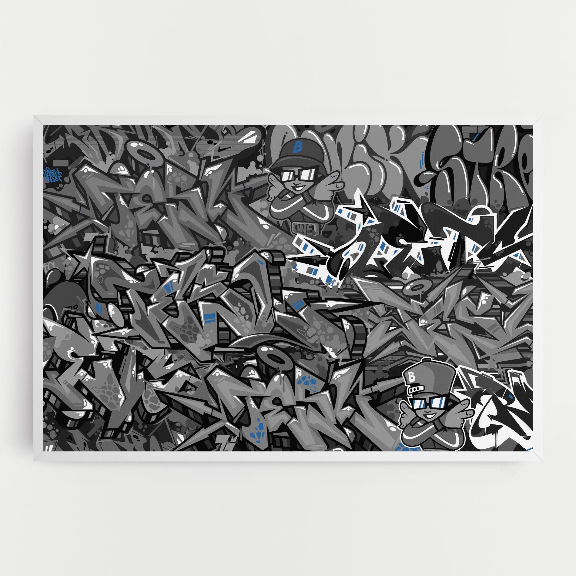 Leinwandbild Grey Blue Graffiti mockup 0