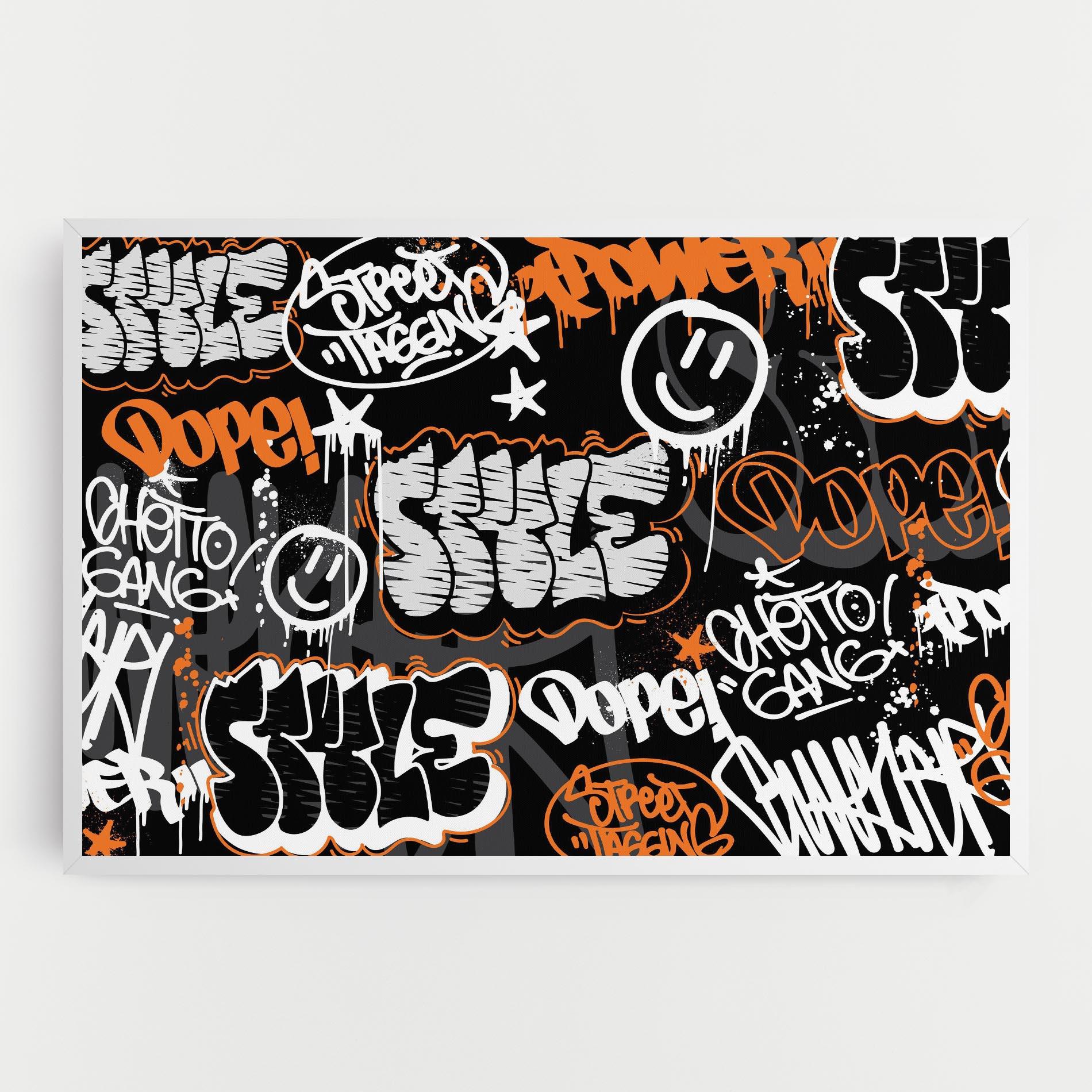 Leinwandbild Orange Black Graffiti mockup 0