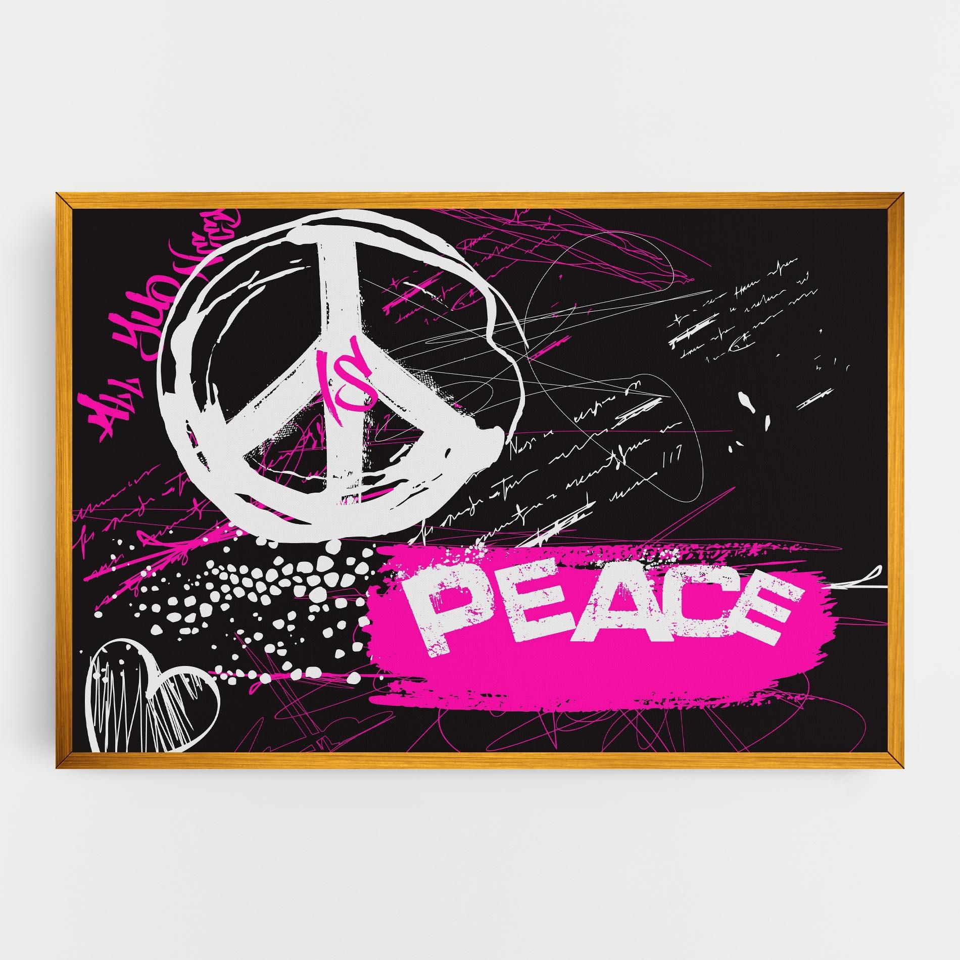 Leinwandbild Graffiti Pink Peace mockup 0
