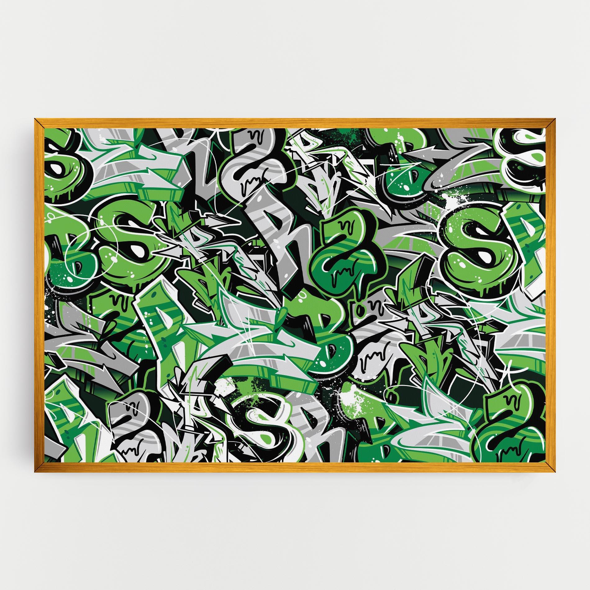Leinwandbild Green Graffiti Letters mockup 0
