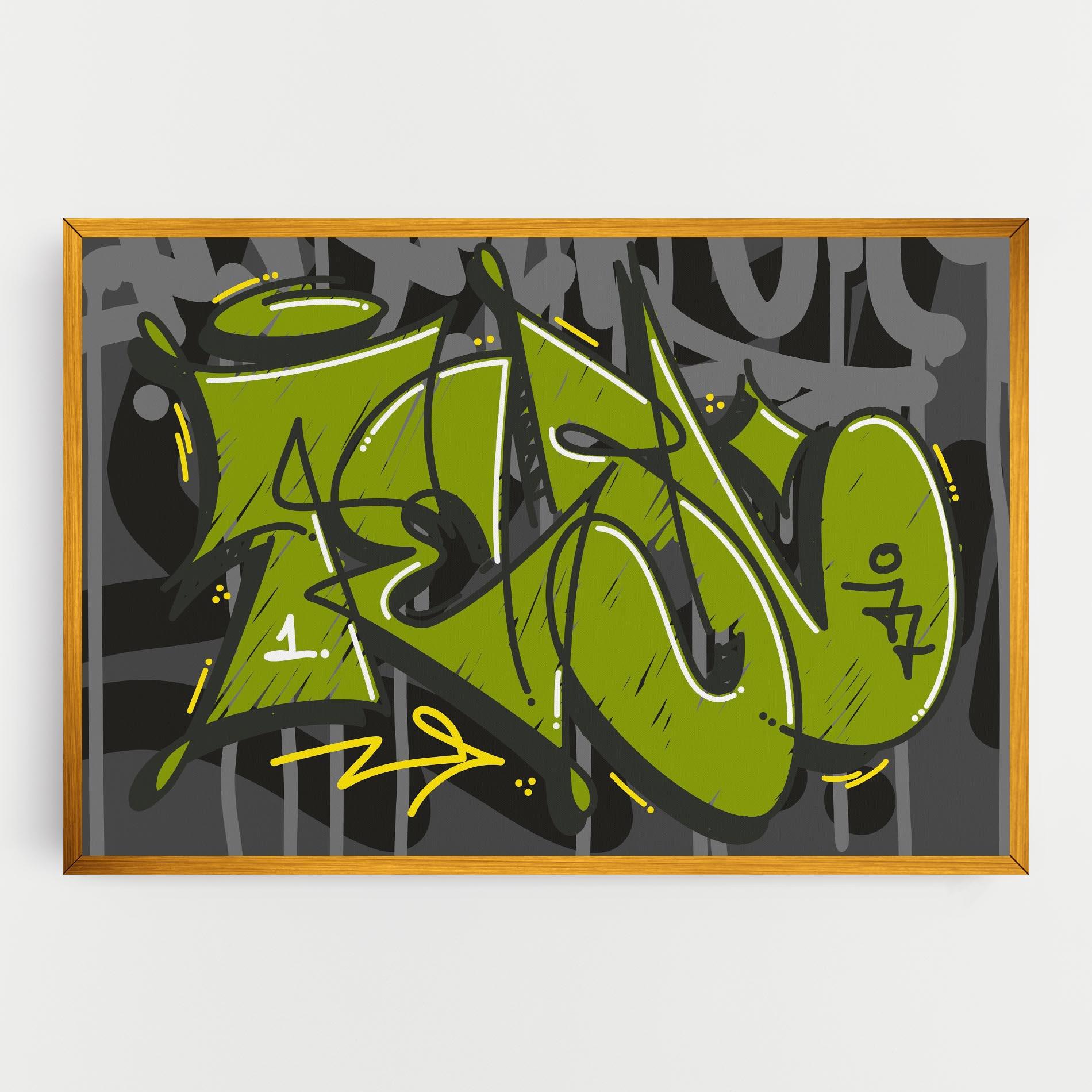 Leinwandbild Green Grey Graffti mockup 0