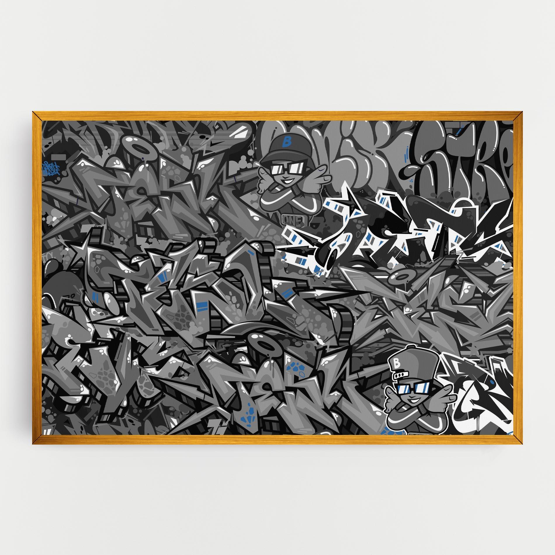 Leinwandbild Grey Blue Graffiti mockup 0