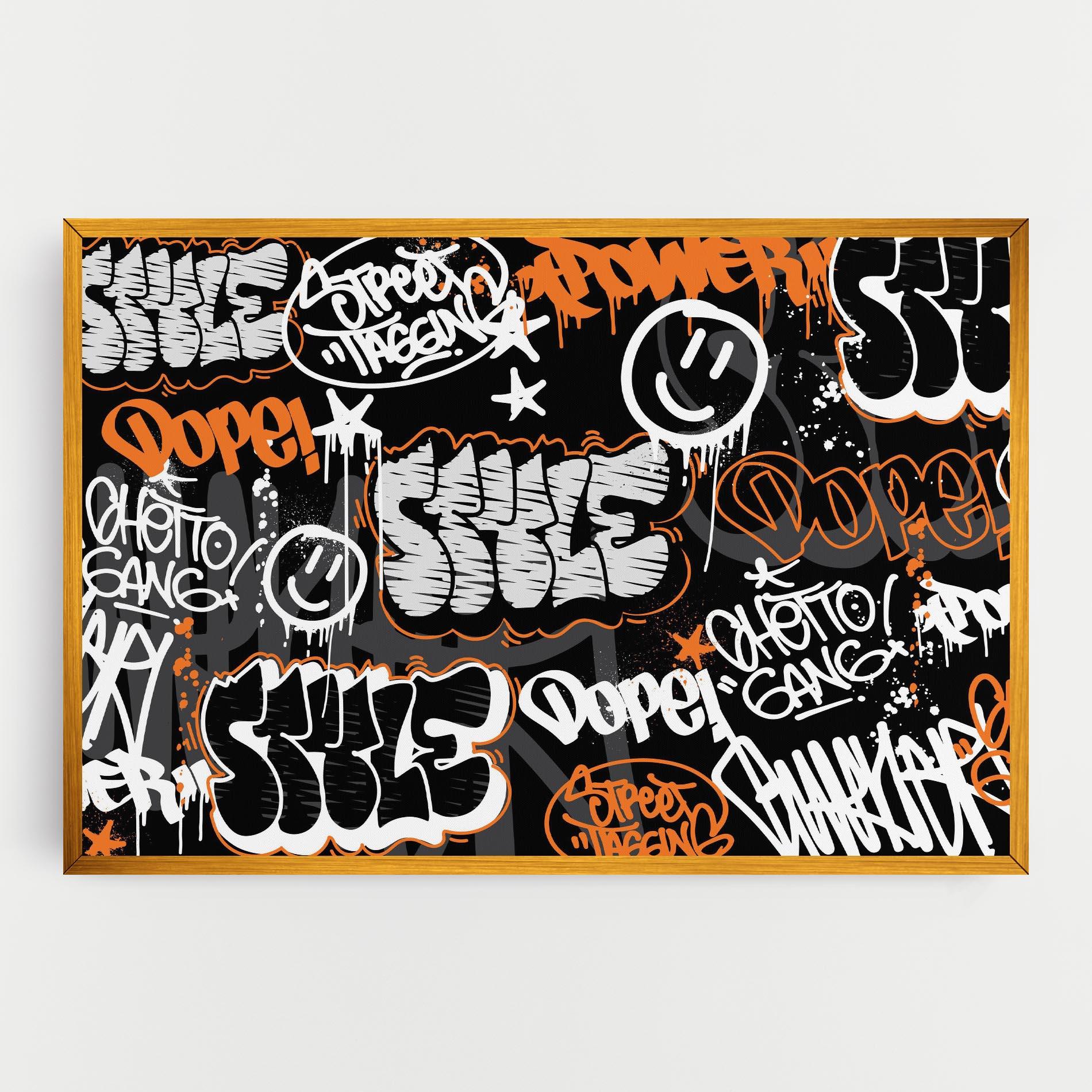 Leinwandbild Orange Black Graffiti mockup 0