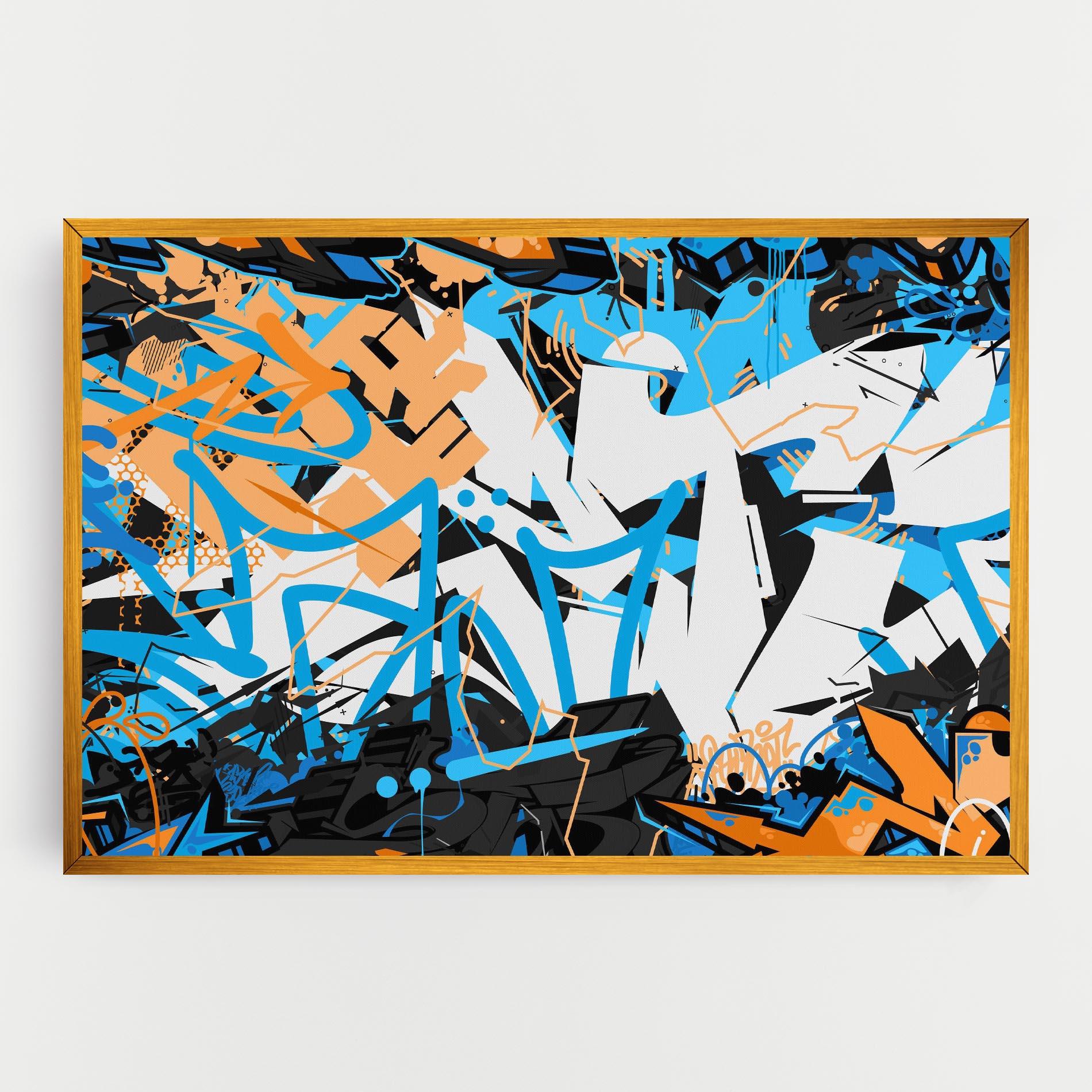Leinwandbild White Orange Graffiti mockup 0