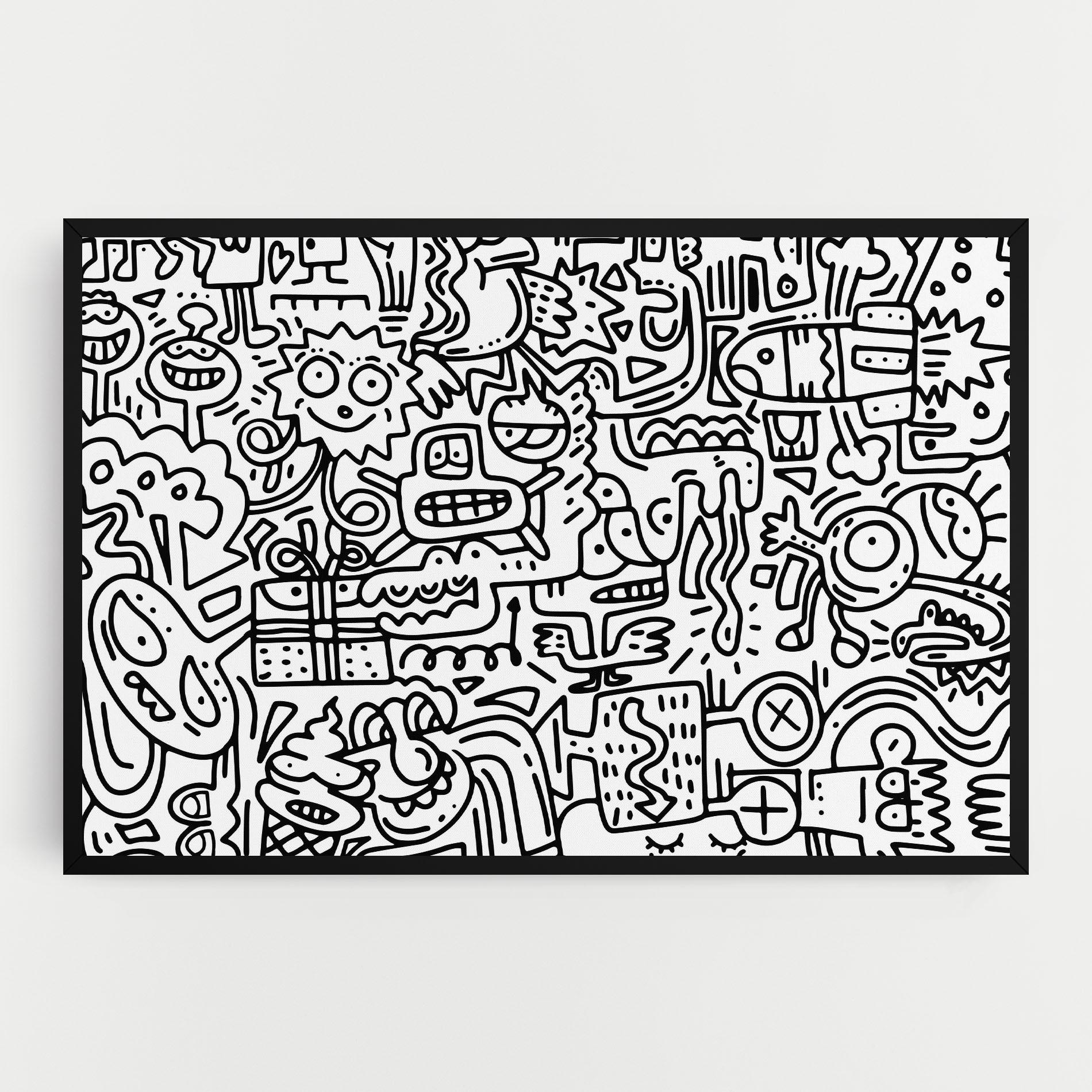 Leinwandbild Doodle Black Line mockup 0