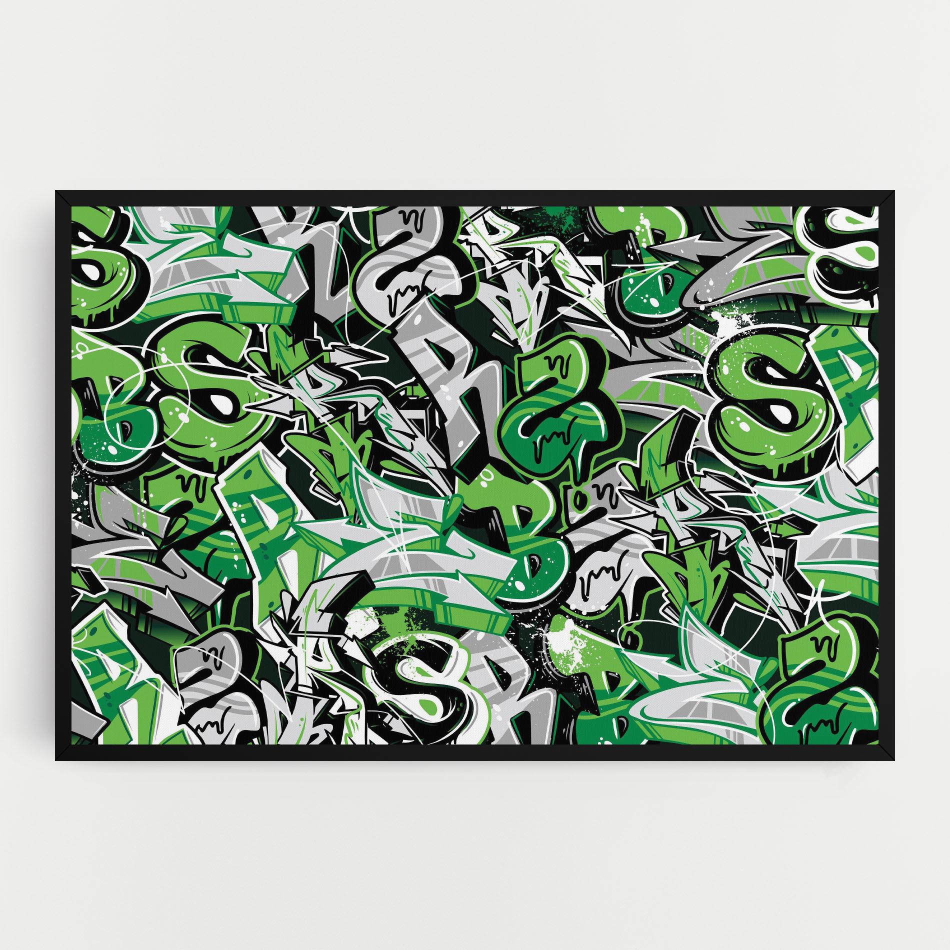 Leinwandbild Green Graffiti Letters mockup 0