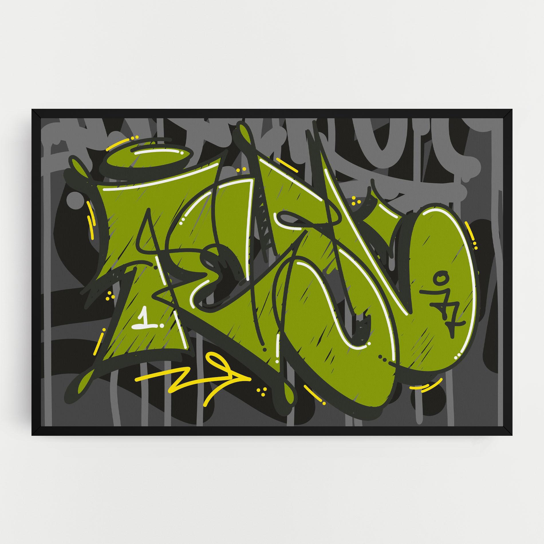 Leinwandbild Green Grey Graffti mockup 0