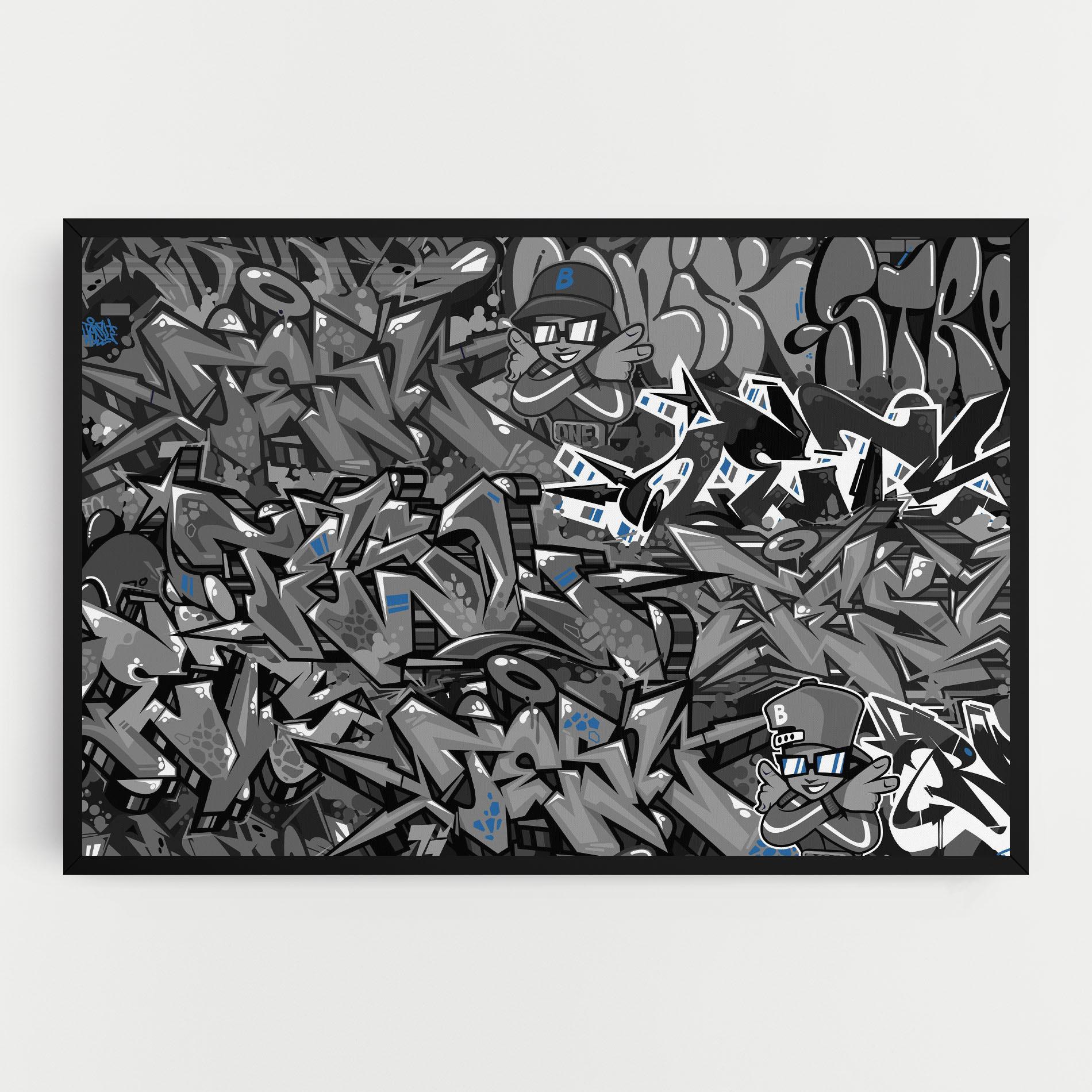 Leinwandbild Grey Blue Graffiti mockup 0