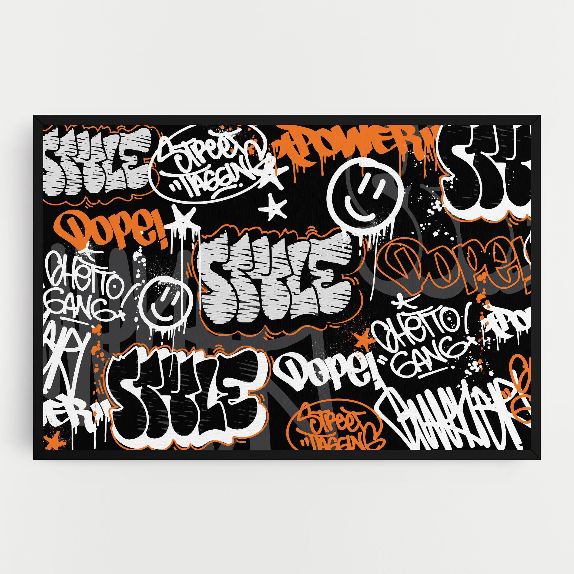 Leinwandbild Orange Black Graffiti mockup 0