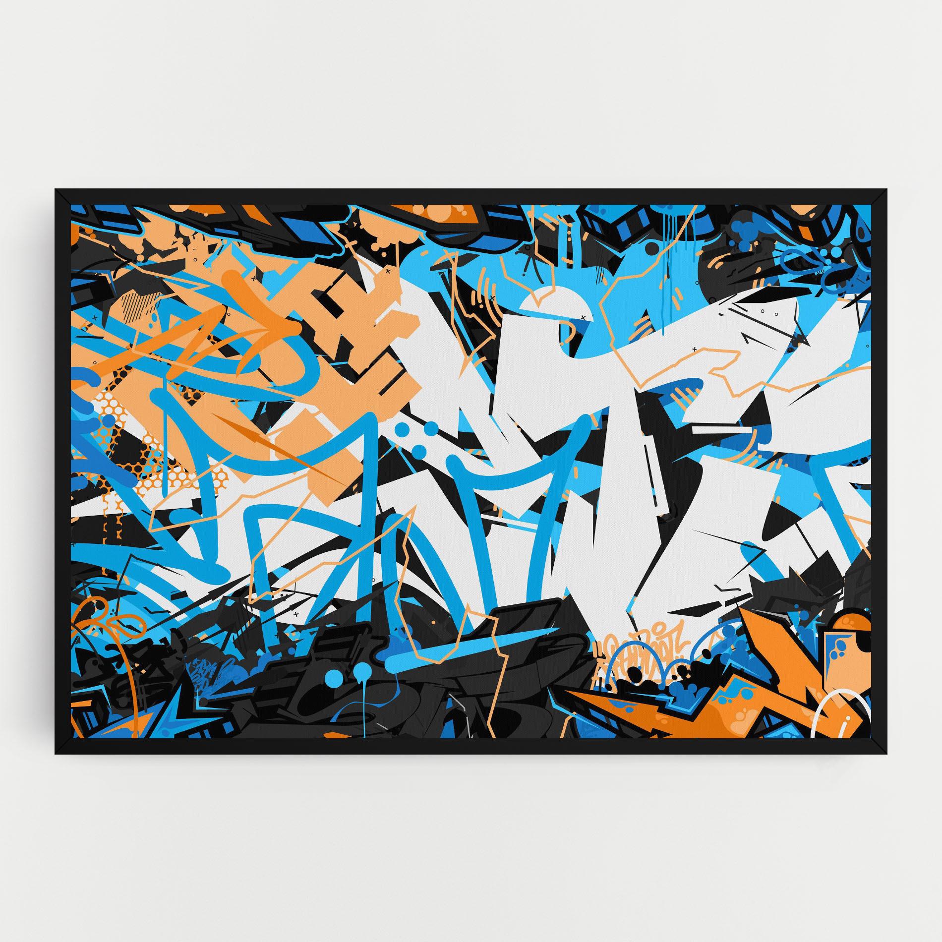 Leinwandbild White Orange Graffiti mockup 0