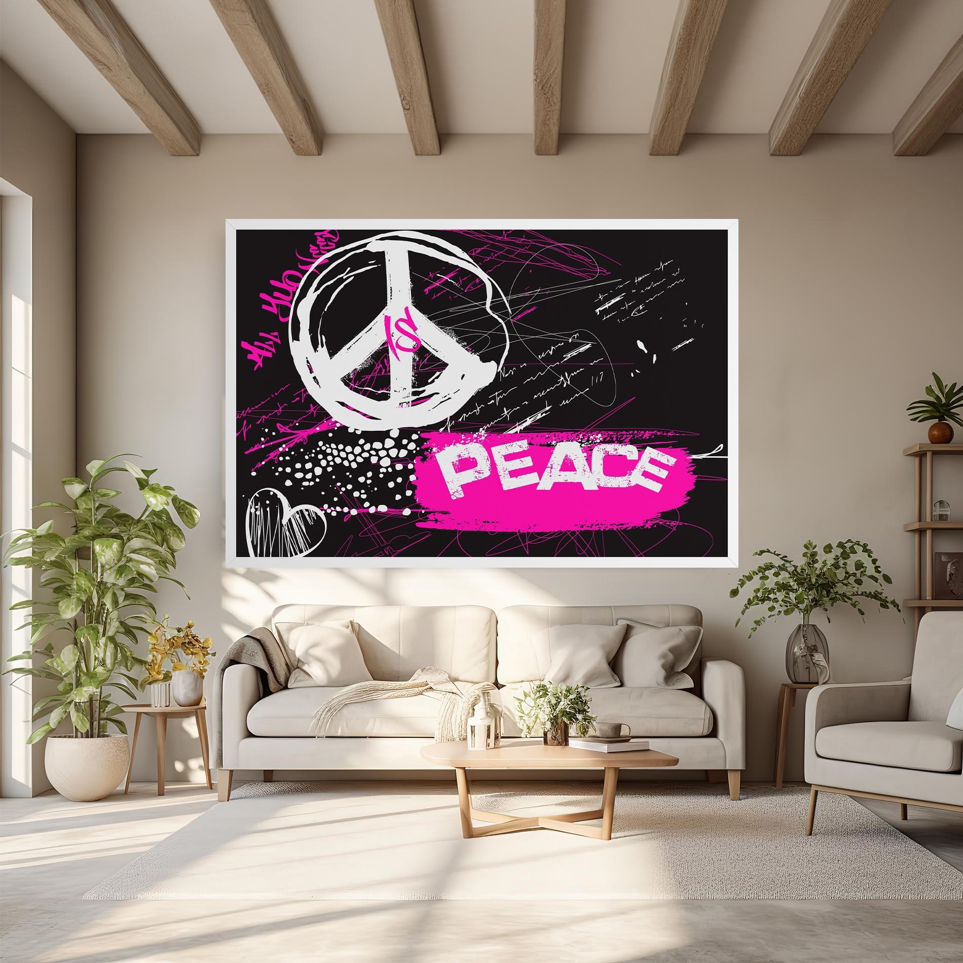 Leinwandbild Graffiti Pink Peace mockup 6