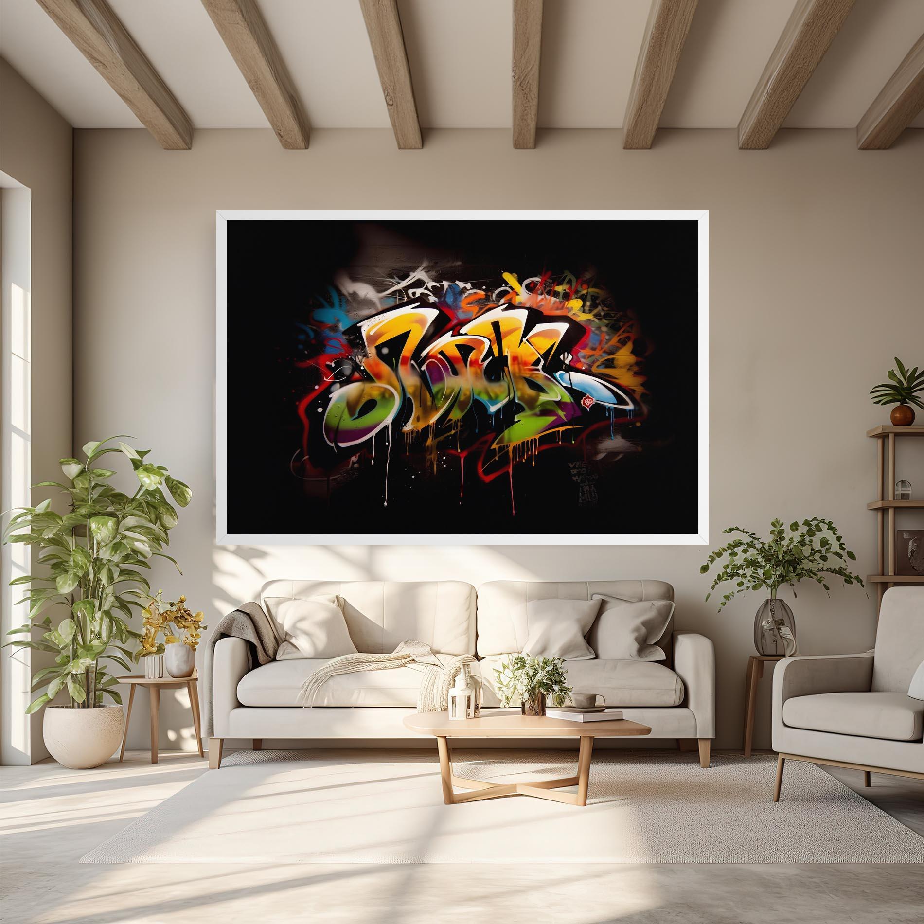 Leinwandbild Graffiti Style Wall mockup 6