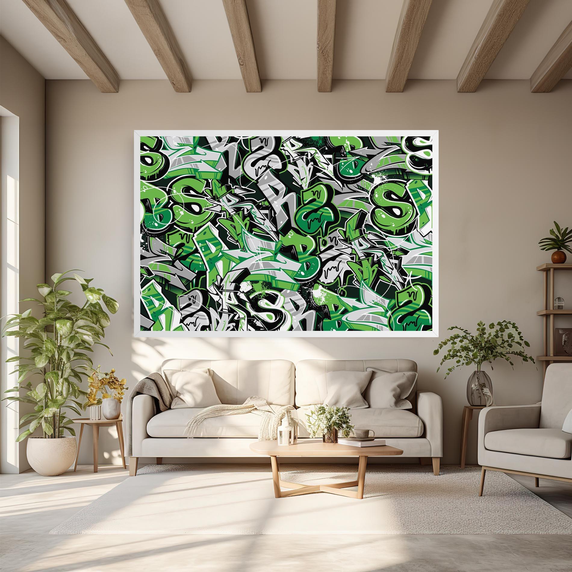 Leinwandbild Green Graffiti Letters mockup 6