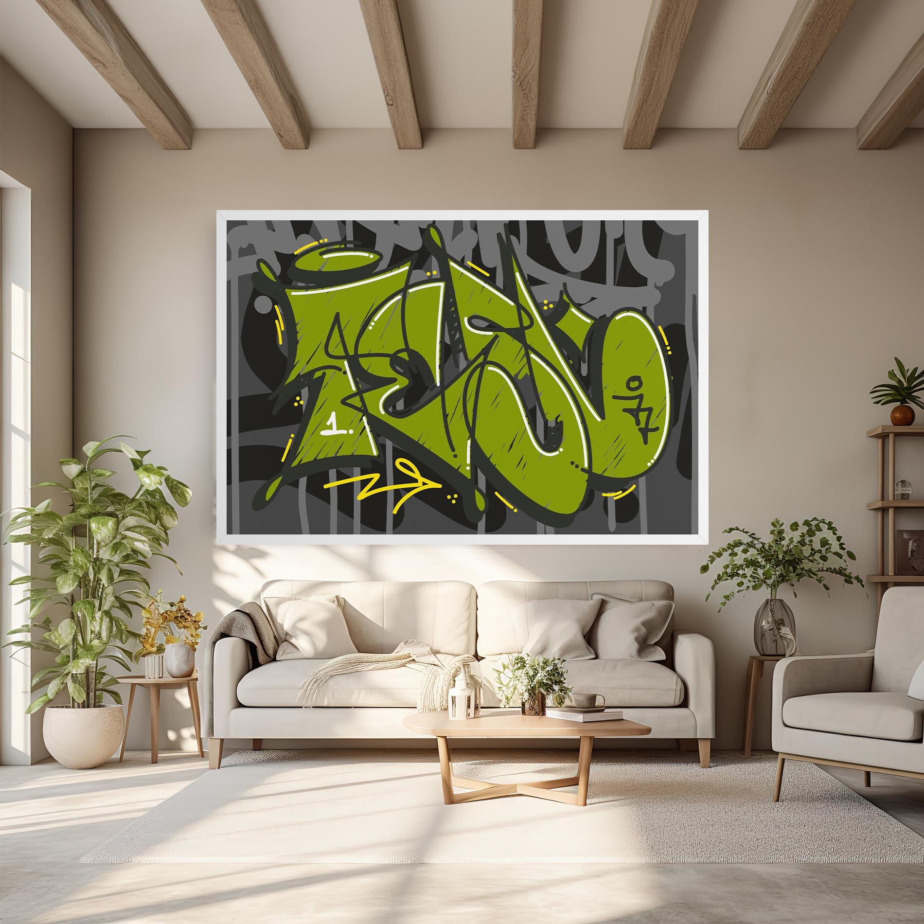 Leinwandbild Green Grey Graffti mockup 6
