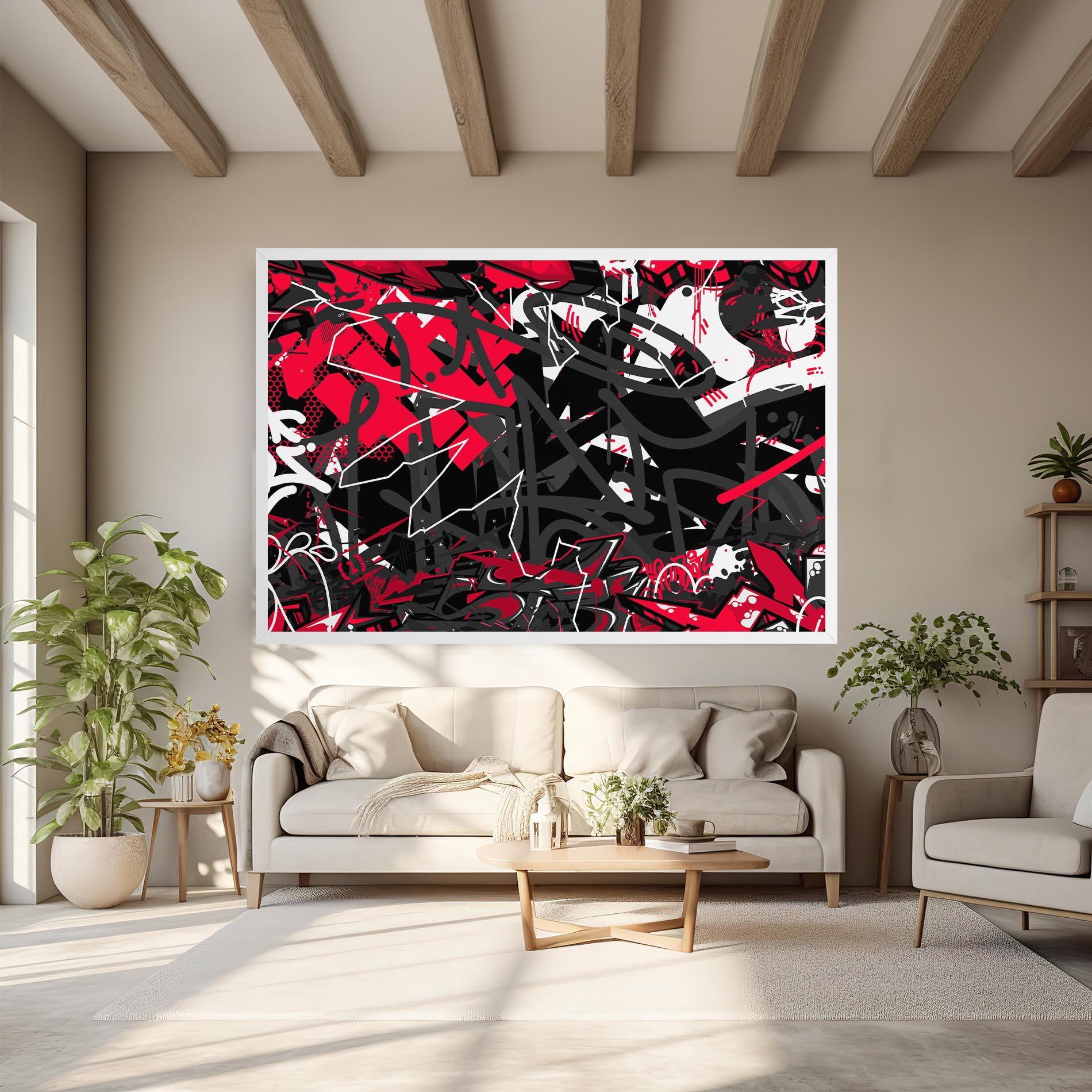 Leinwandbild Grey Red Graffiti mockup 6