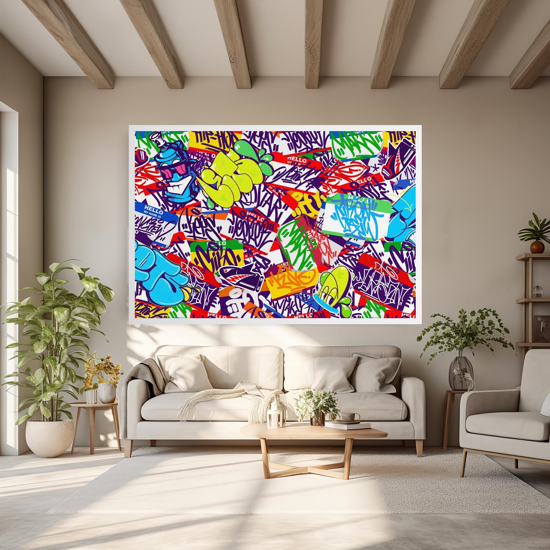 Leinwandbild Hello Graffiti Name mockup 6