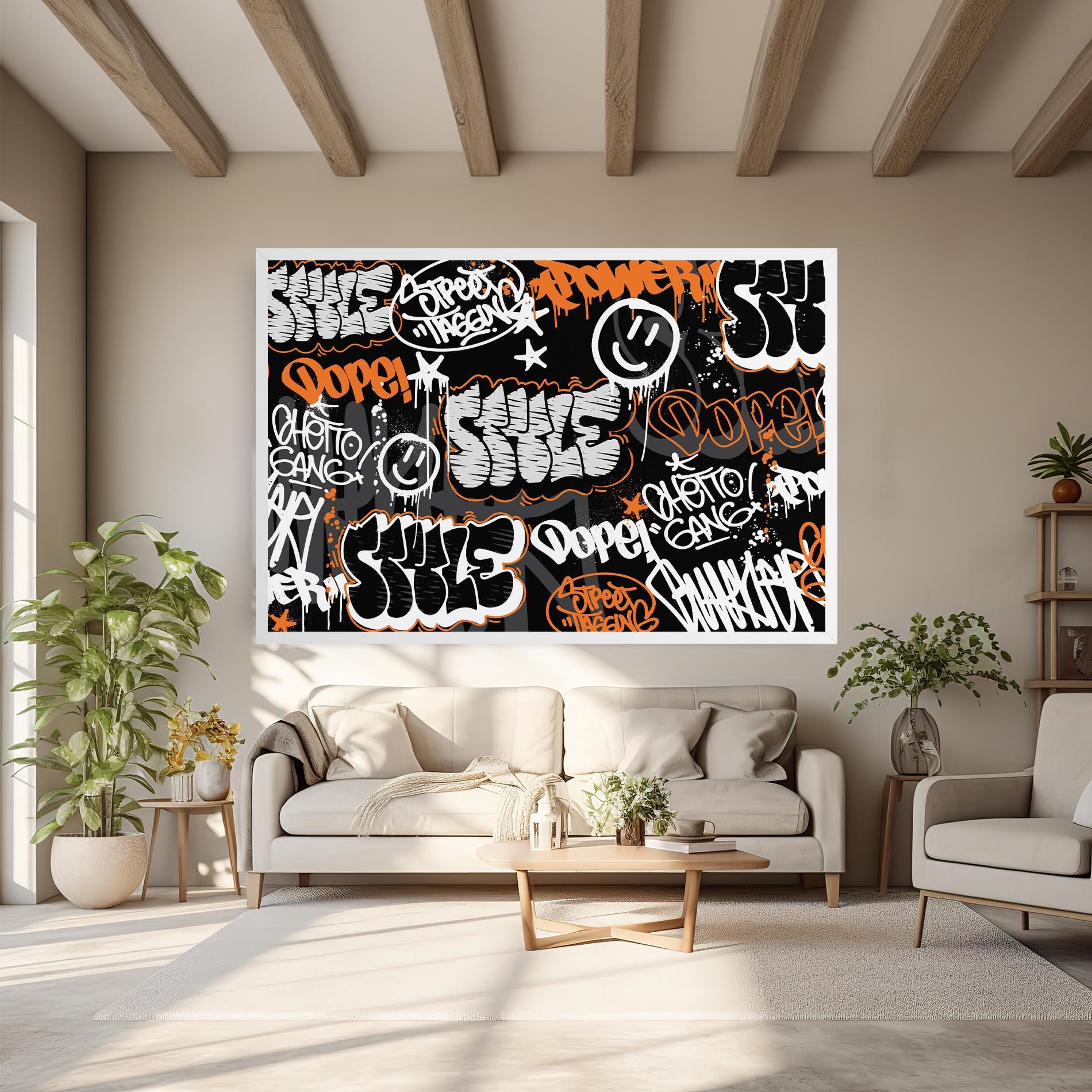 Leinwandbild Orange Black Graffiti mockup 6