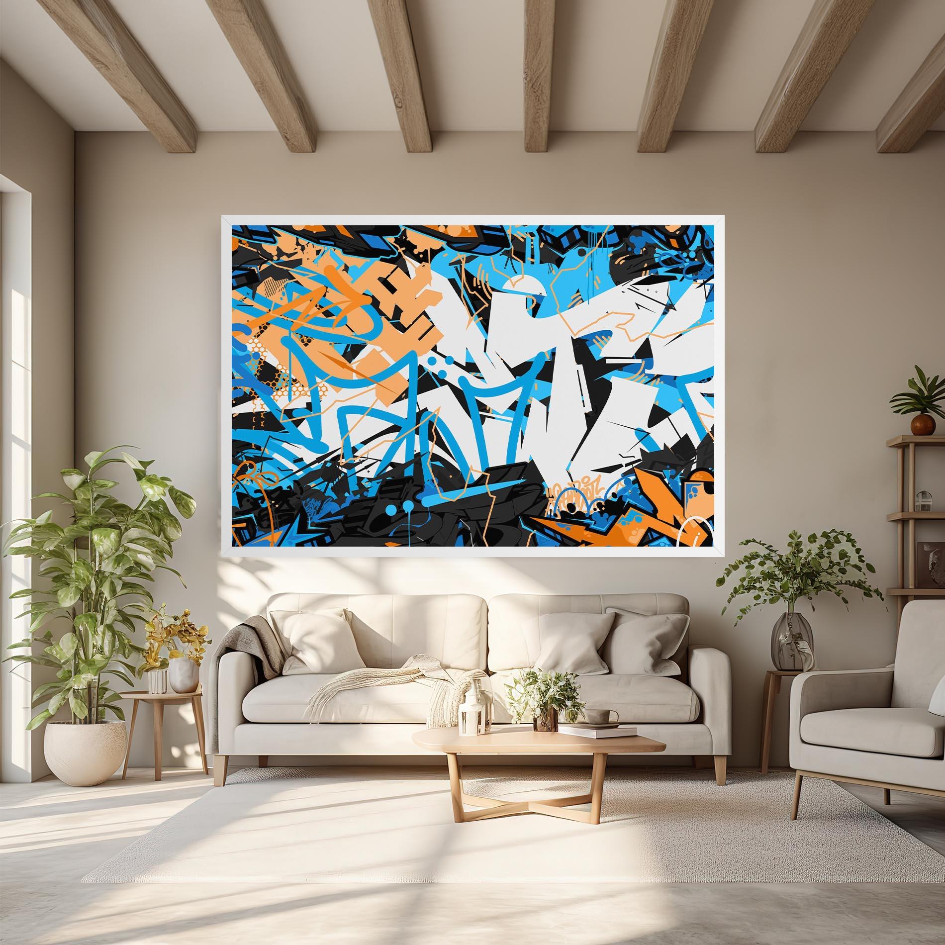 Leinwandbild White Orange Graffiti mockup 6