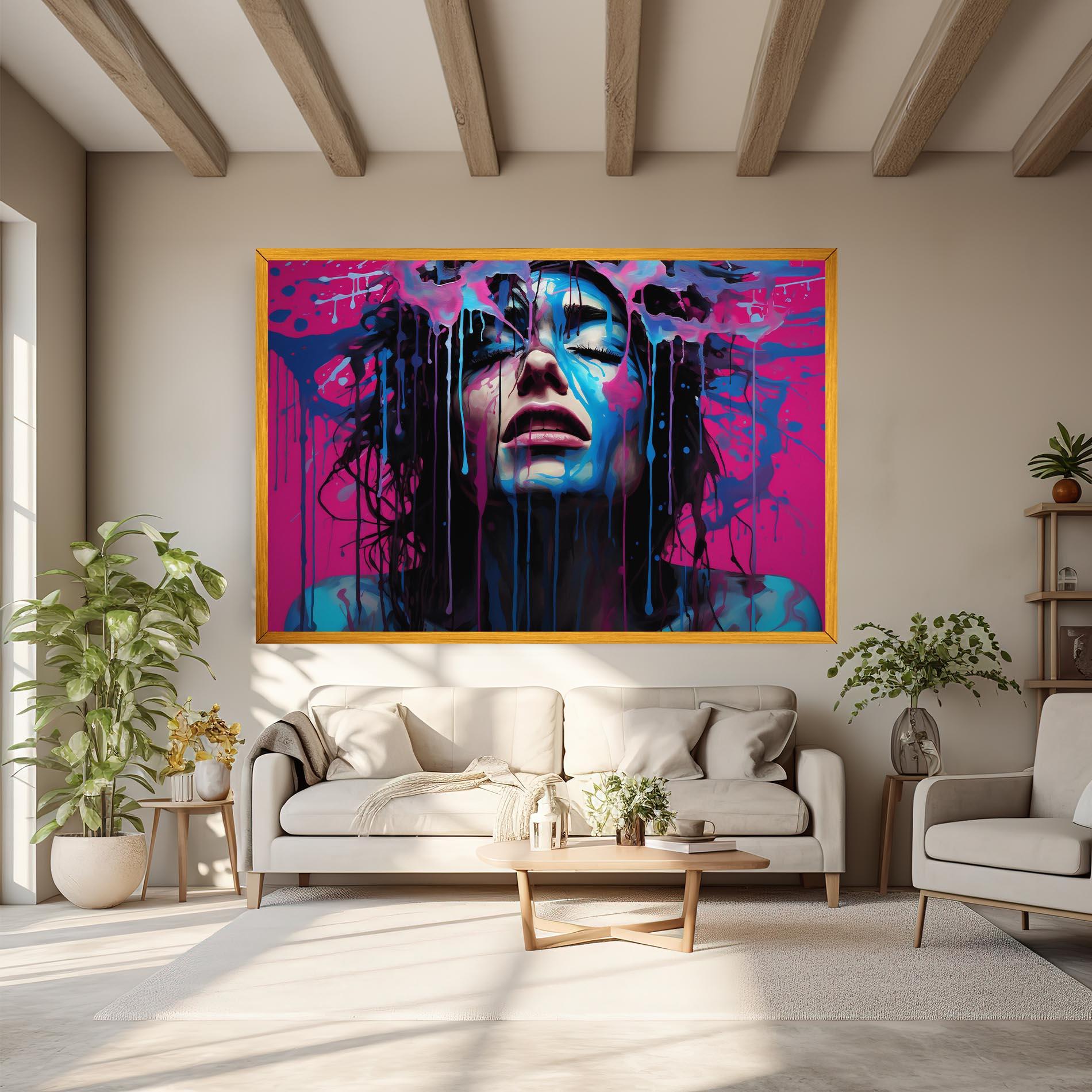 Leinwandbild Blue Pink Woman mockup 6