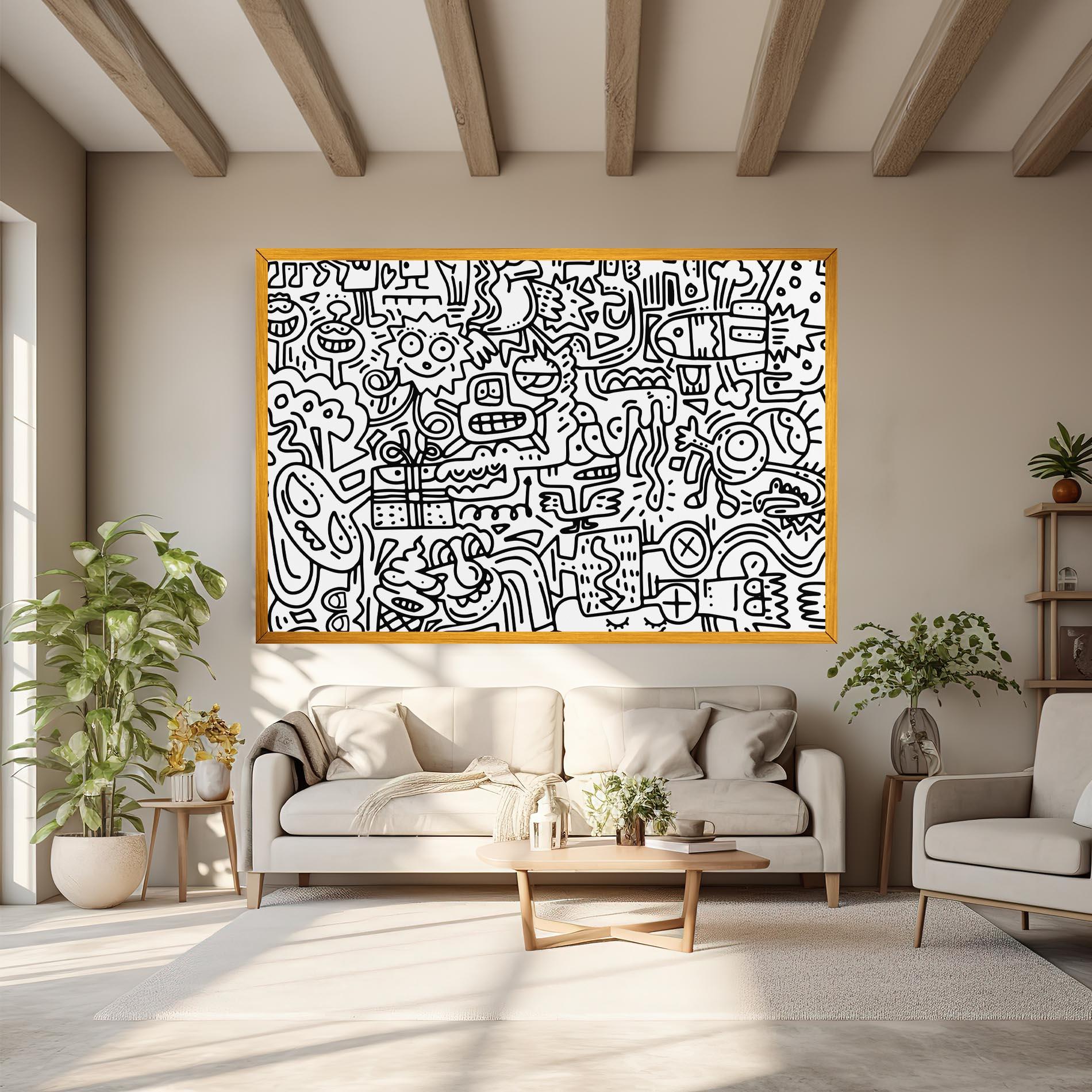 Leinwandbild Doodle Black Line mockup 6