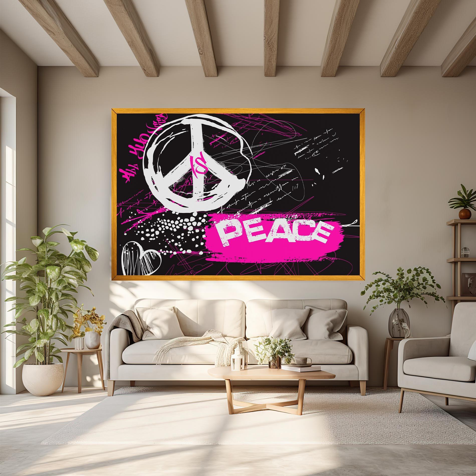 Leinwandbild Graffiti Pink Peace mockup 6