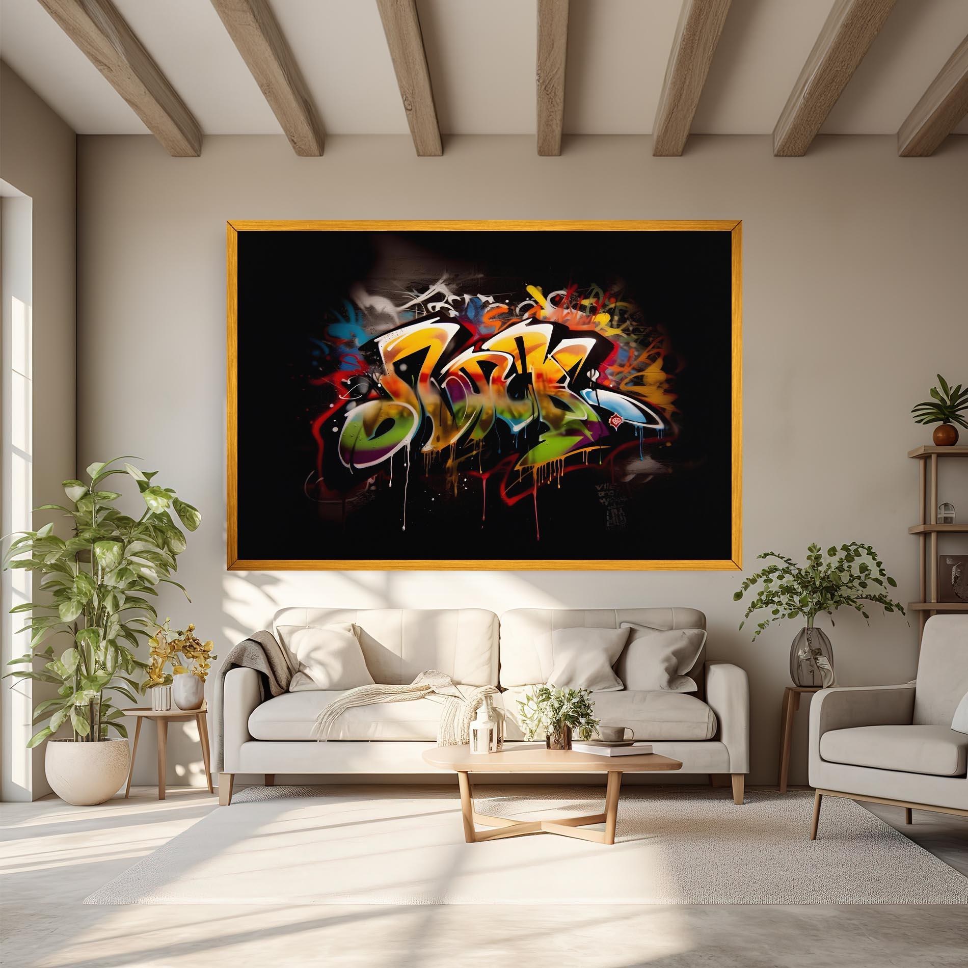 Leinwandbild Graffiti Style Wall mockup 6