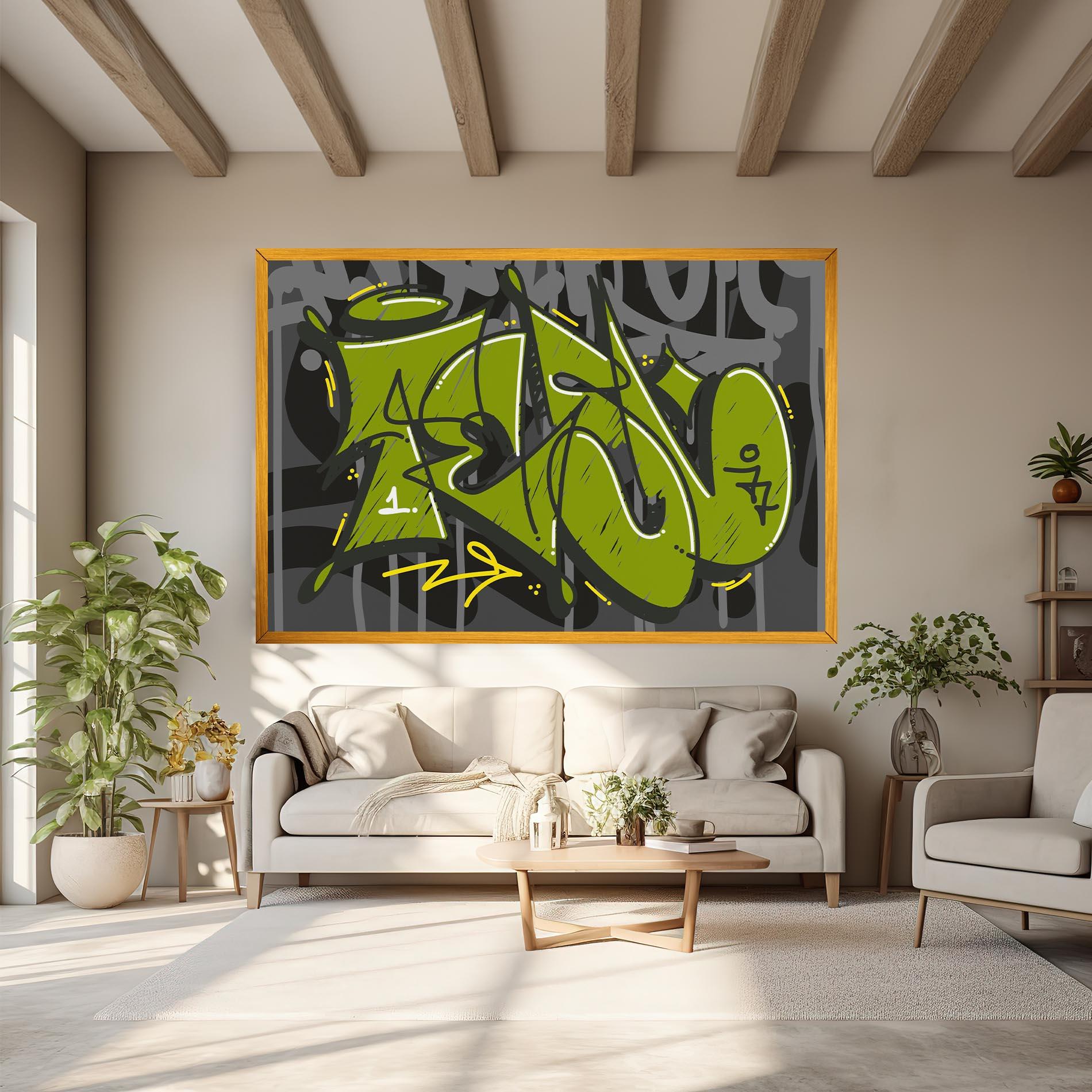 Leinwandbild Green Grey Graffti mockup 6