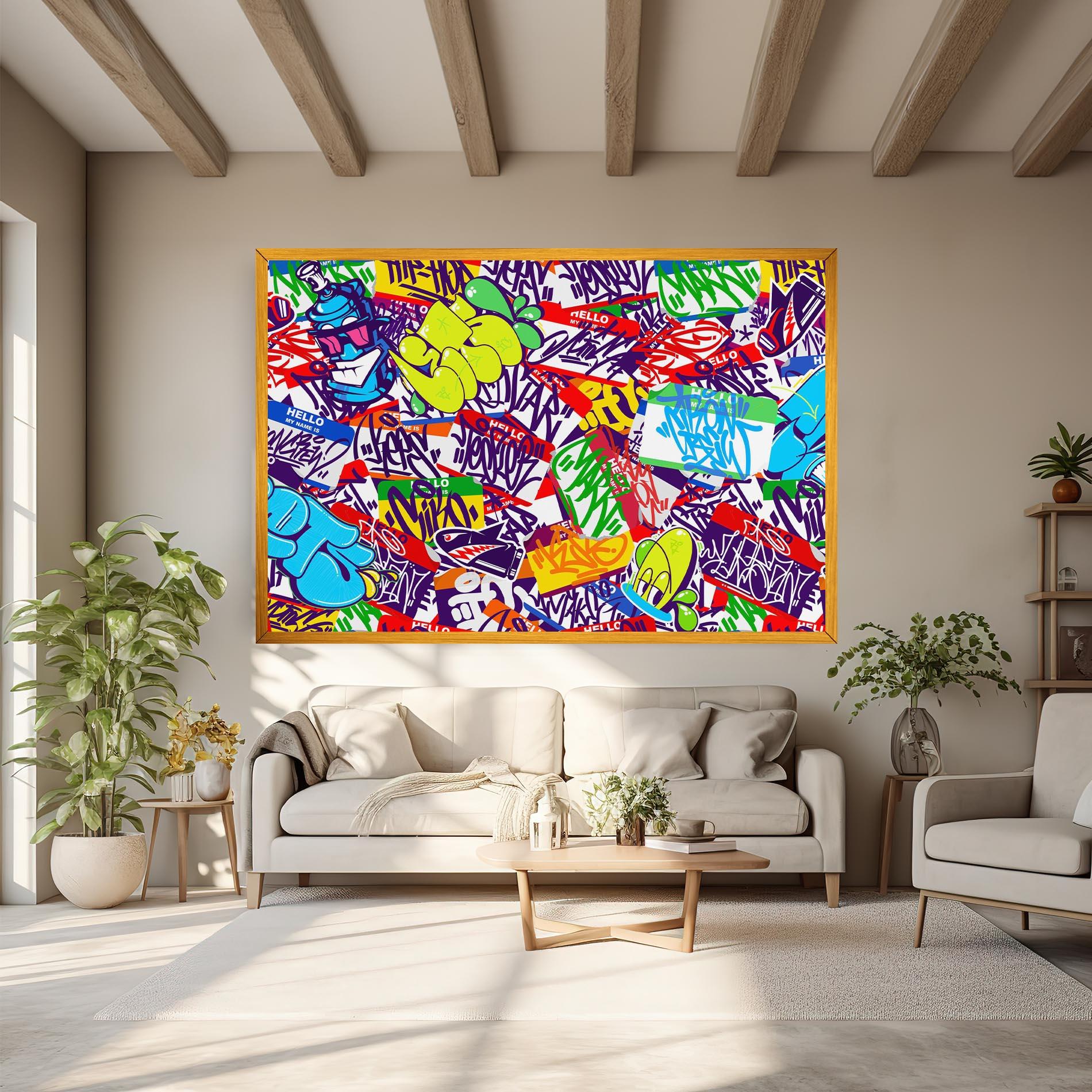 Leinwandbild Hello Graffiti Name mockup 6