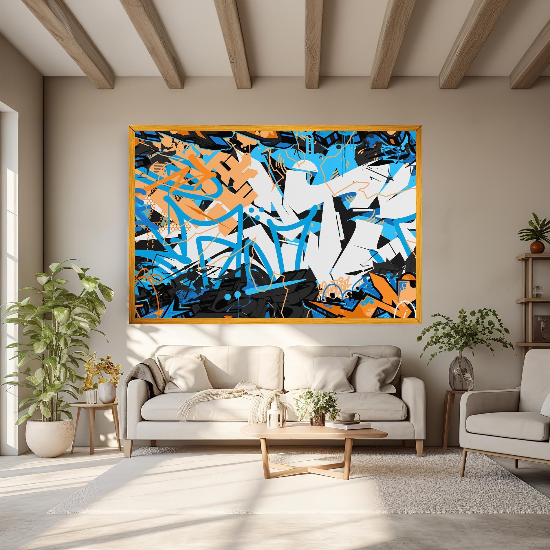 Leinwandbild White Orange Graffiti mockup 6