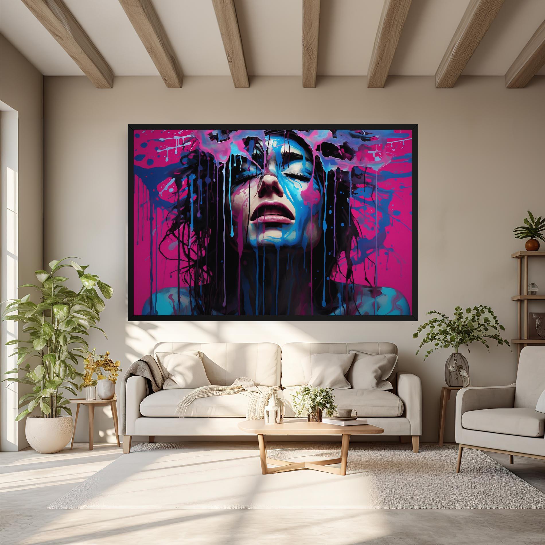 Leinwandbild Blue Pink Woman mockup 6