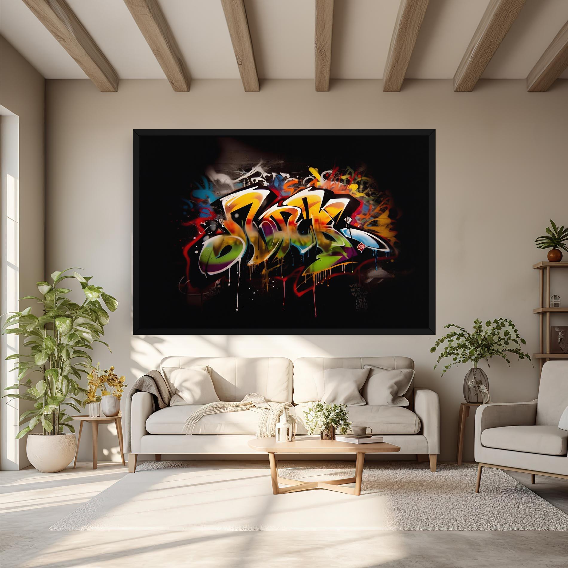 Leinwandbild Graffiti Style Wall mockup 6