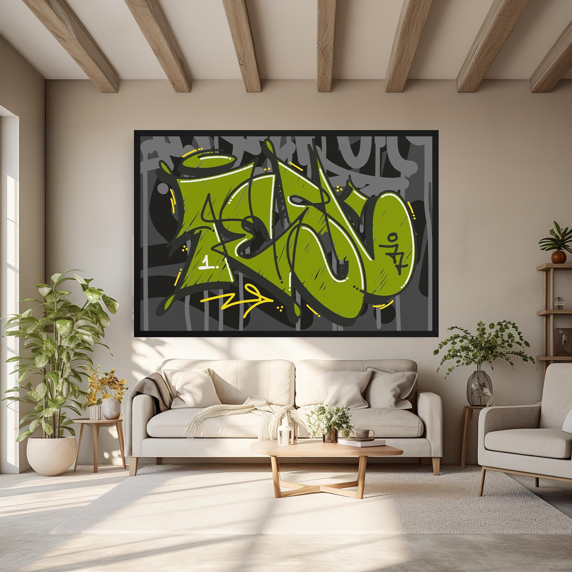 Leinwandbild Green Grey Graffti mockup 6